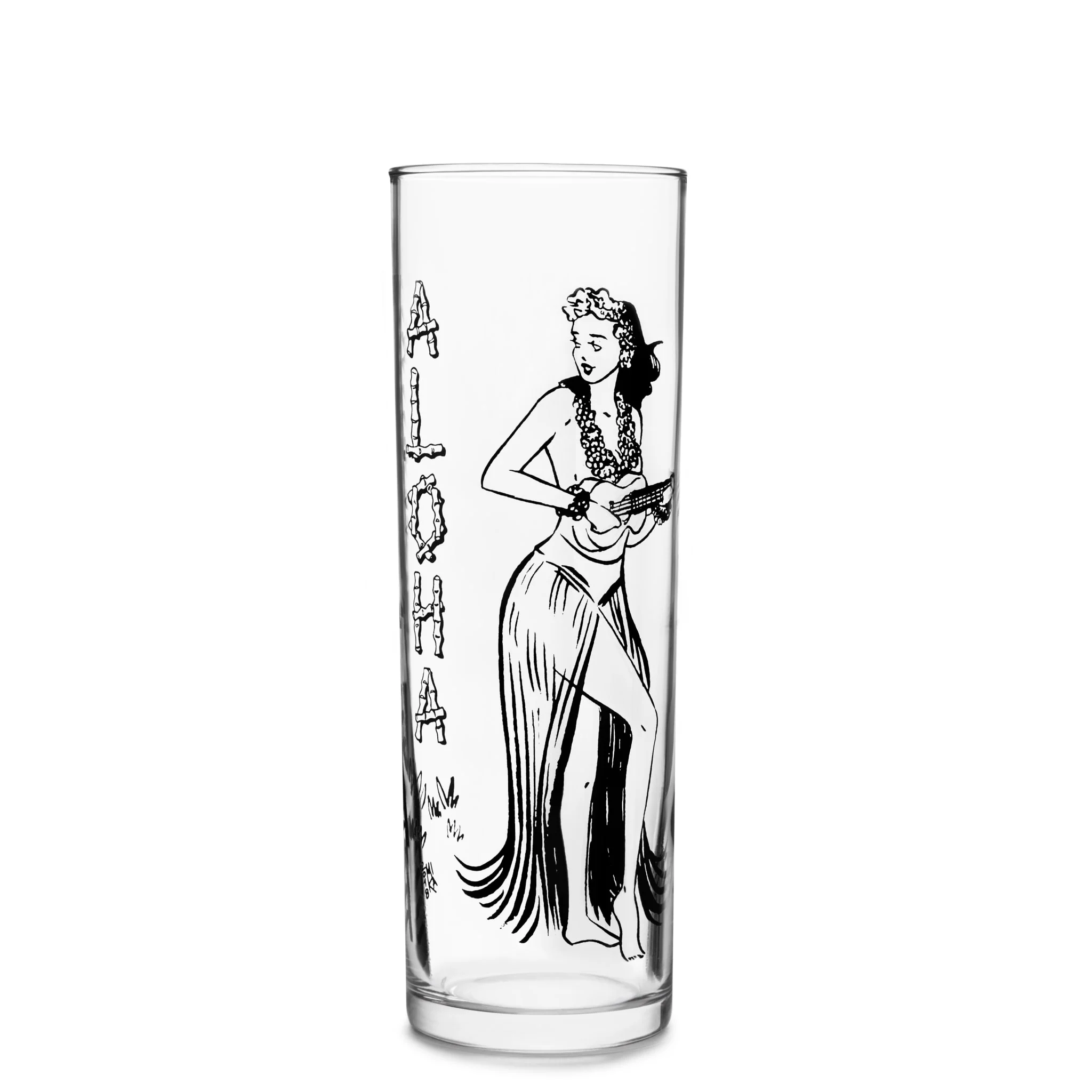 Libbey Tiki Kahiko Zombie 杯，黑色夏威夷草裙舞女郎与 Tiki 面具图案，13.5 oz，4 只装