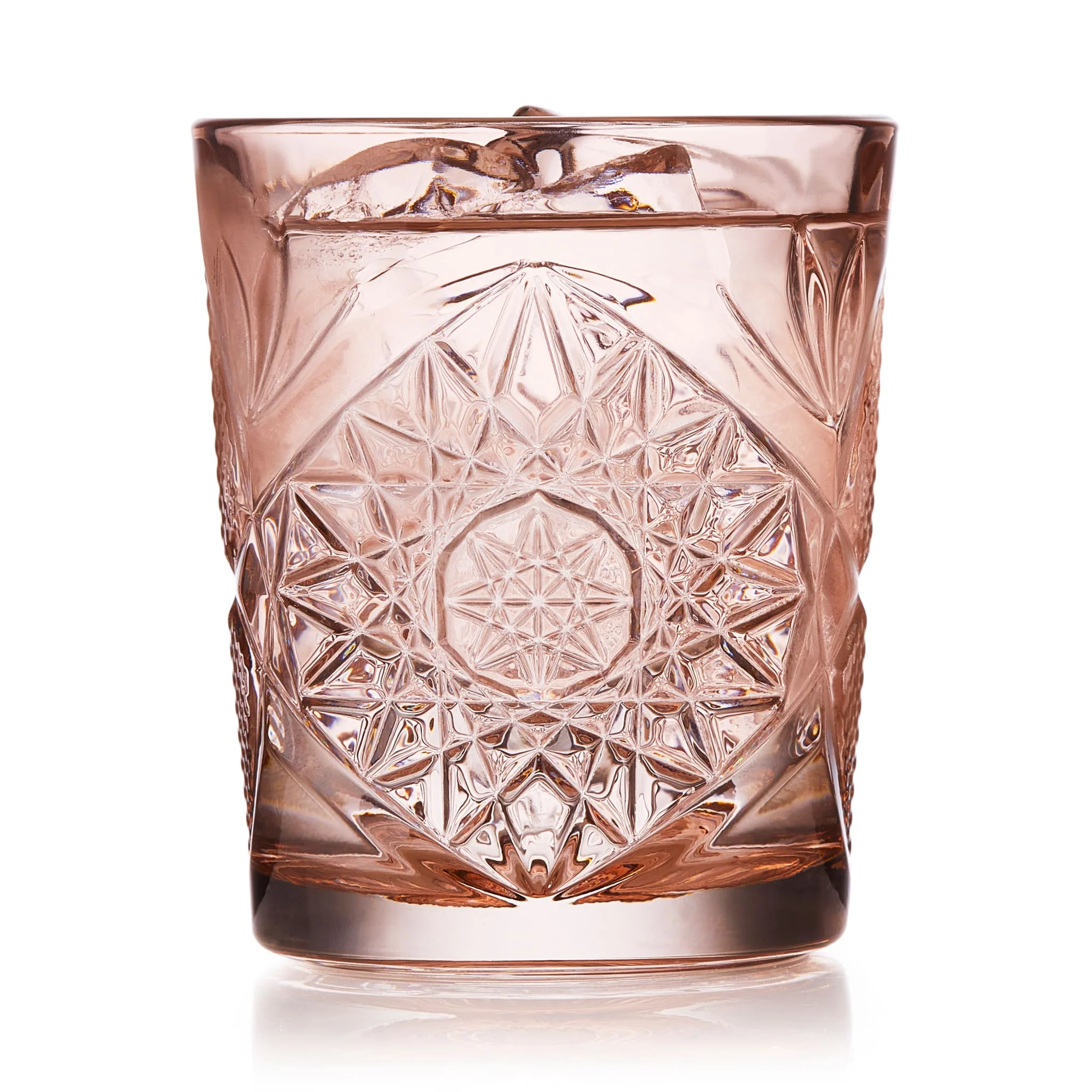 Libbey Hobstar Double Old Fashioned Glasses, 12 ounce, Rose, Set of 4