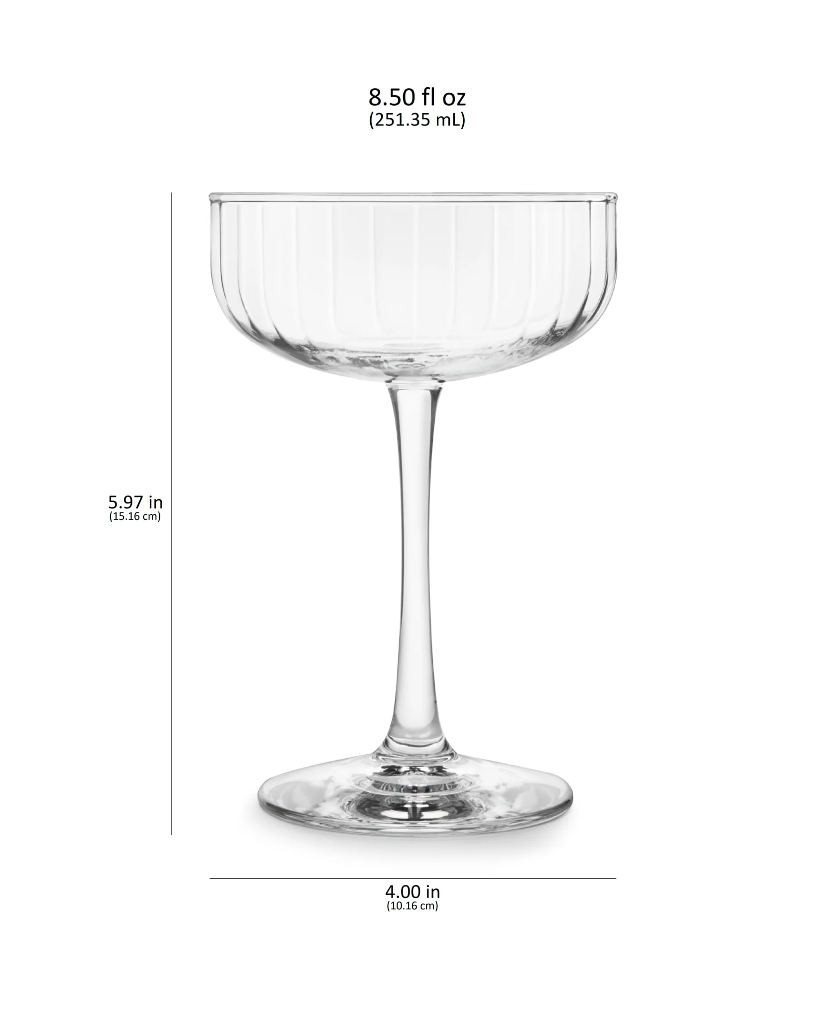 Libbey Paneled Coupe Cocktail Glasses, 8.5 ounce, Set of 4