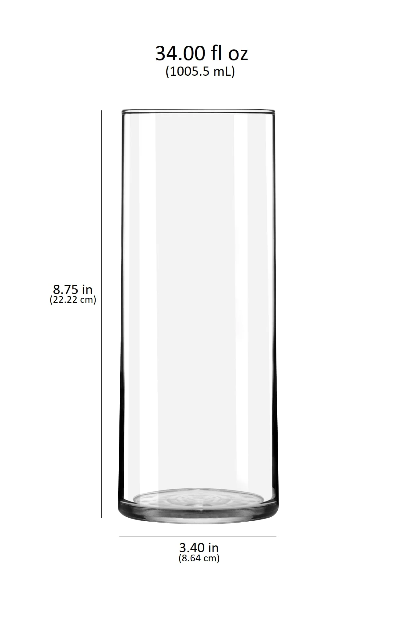 Libbey Cylinder Vases, 8.75 inch Tall, Set of 12