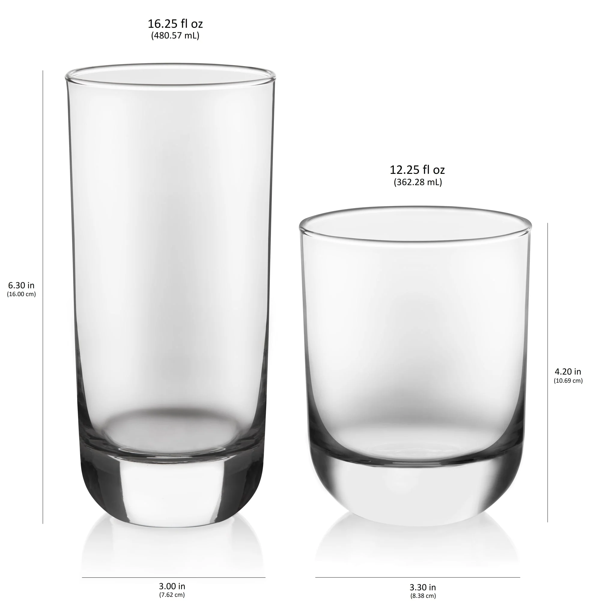 Libbey Polaris 16 Piece Tumbler and Rocks Glass Set, Clear
