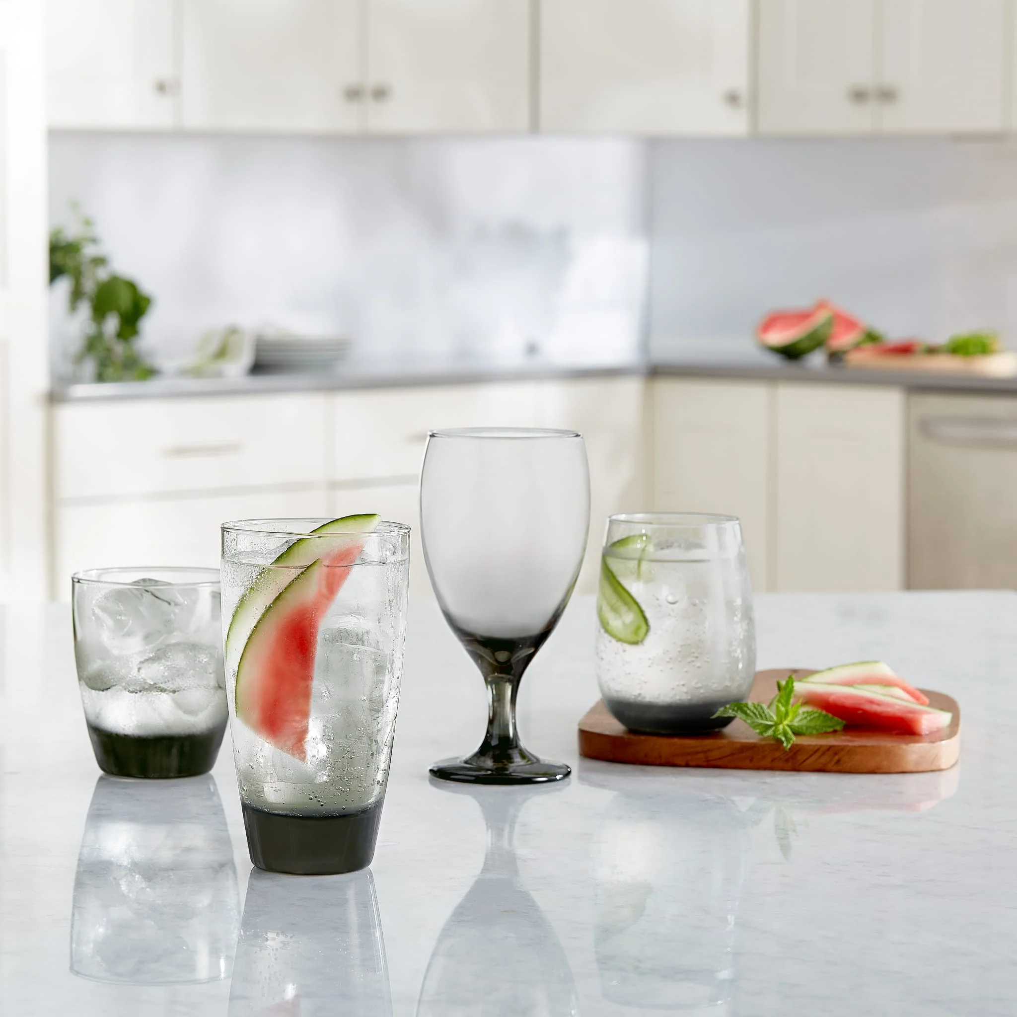 Libbey Classic Smoke Tumbler Glasses, 18 ounce, Set of 12