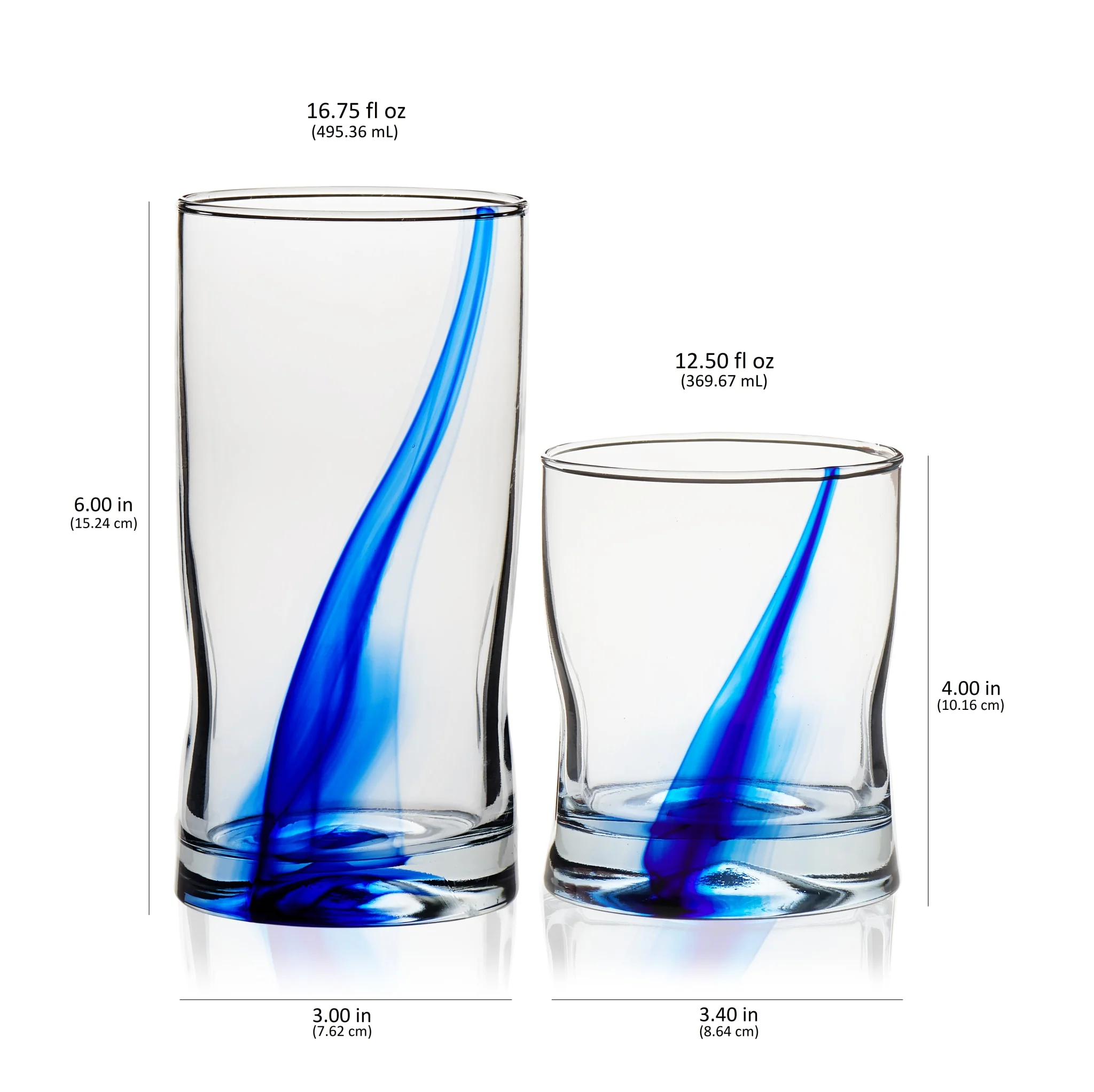 Libbey Blue Ribbon Impressions 8件套平底杯和洛克杯玻璃杯套装