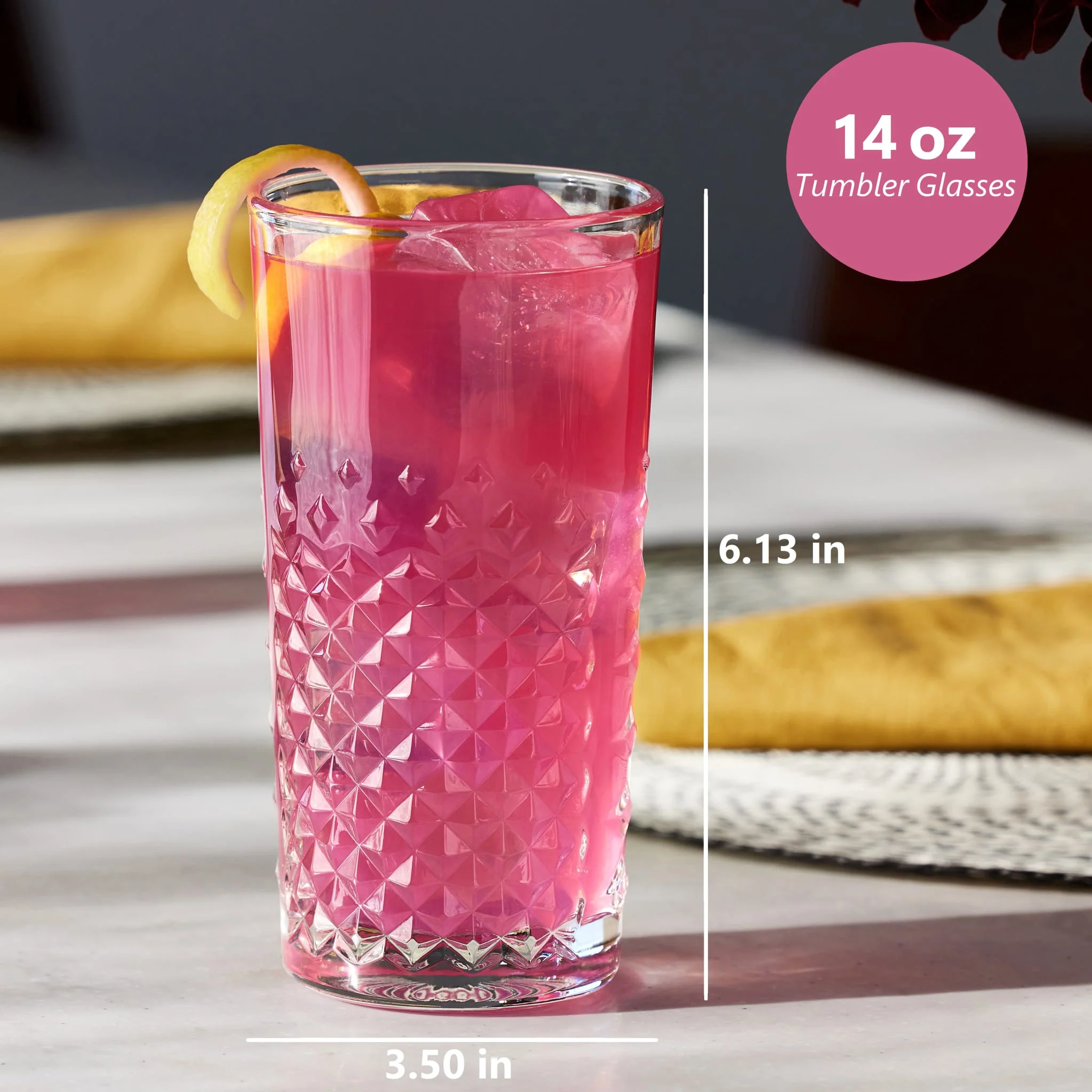 Libbey Carats 平底杯，14 ounce，4 只装