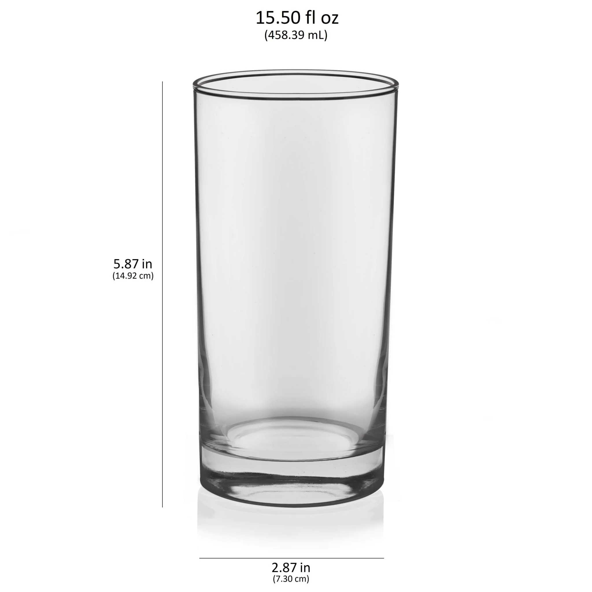 Libbey 厚底平底玻璃杯，15.5 盎司，8 只装