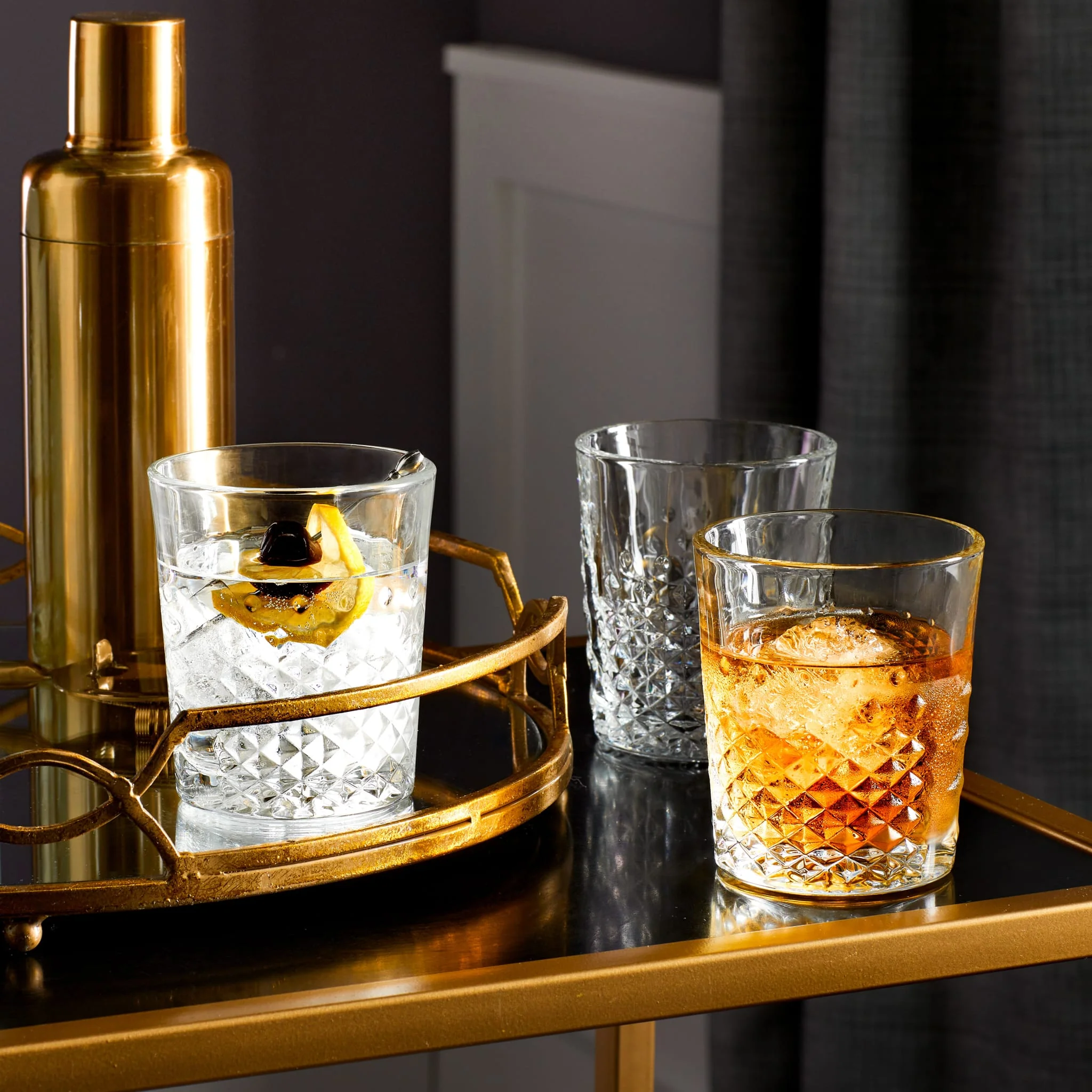 Libbey Carats Double Old Fashioned Glasses, 12 ounce, Set of 4