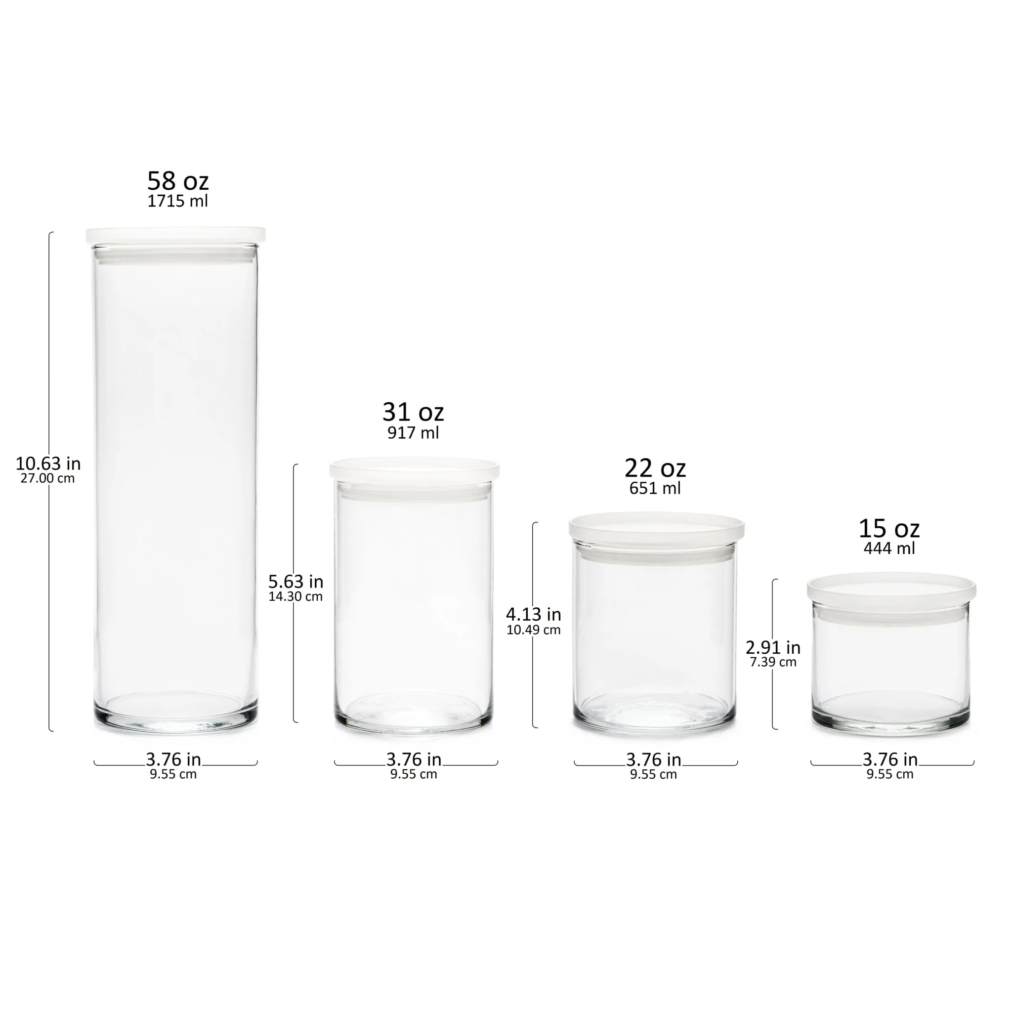 Libbey Stacking Cylinder 4件套带盖各式玻璃罐套装