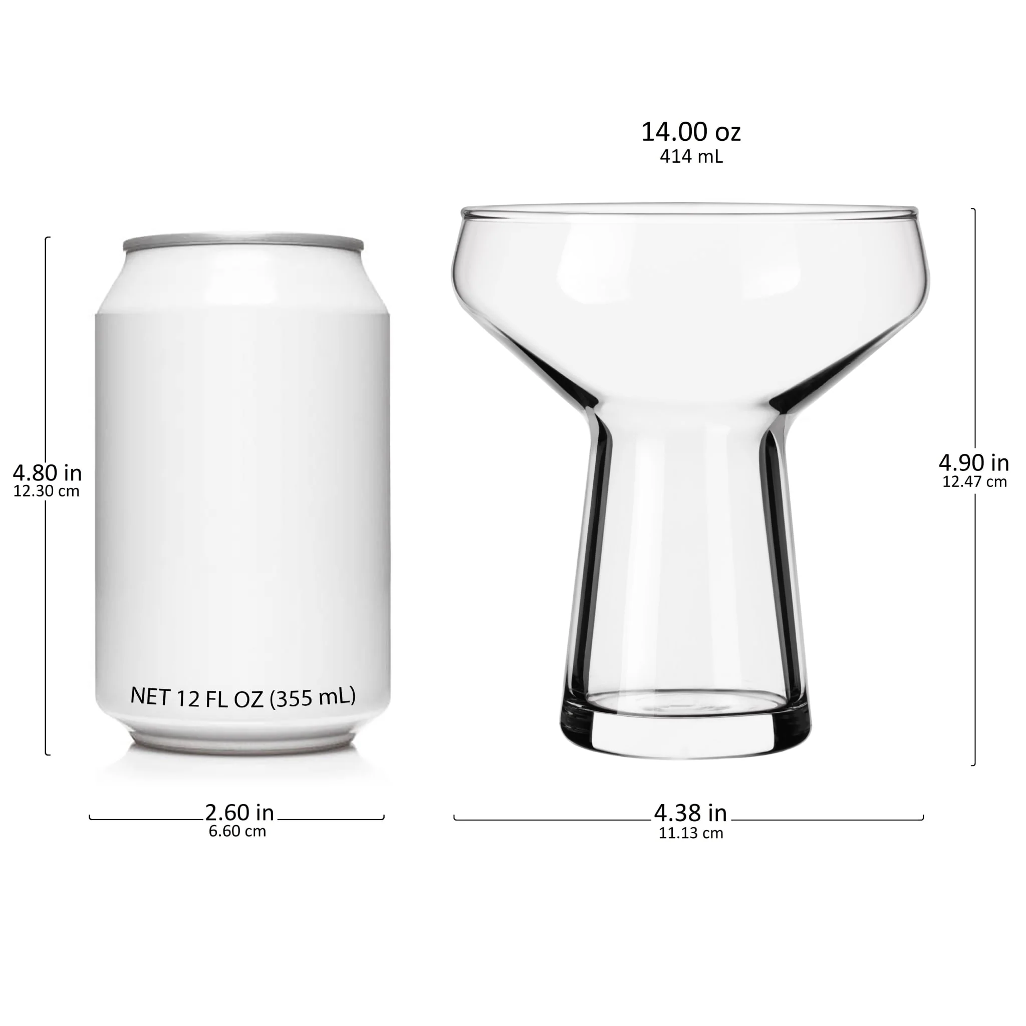 Libbey 大号无柄玛格丽特杯，14 盎司，4 只装