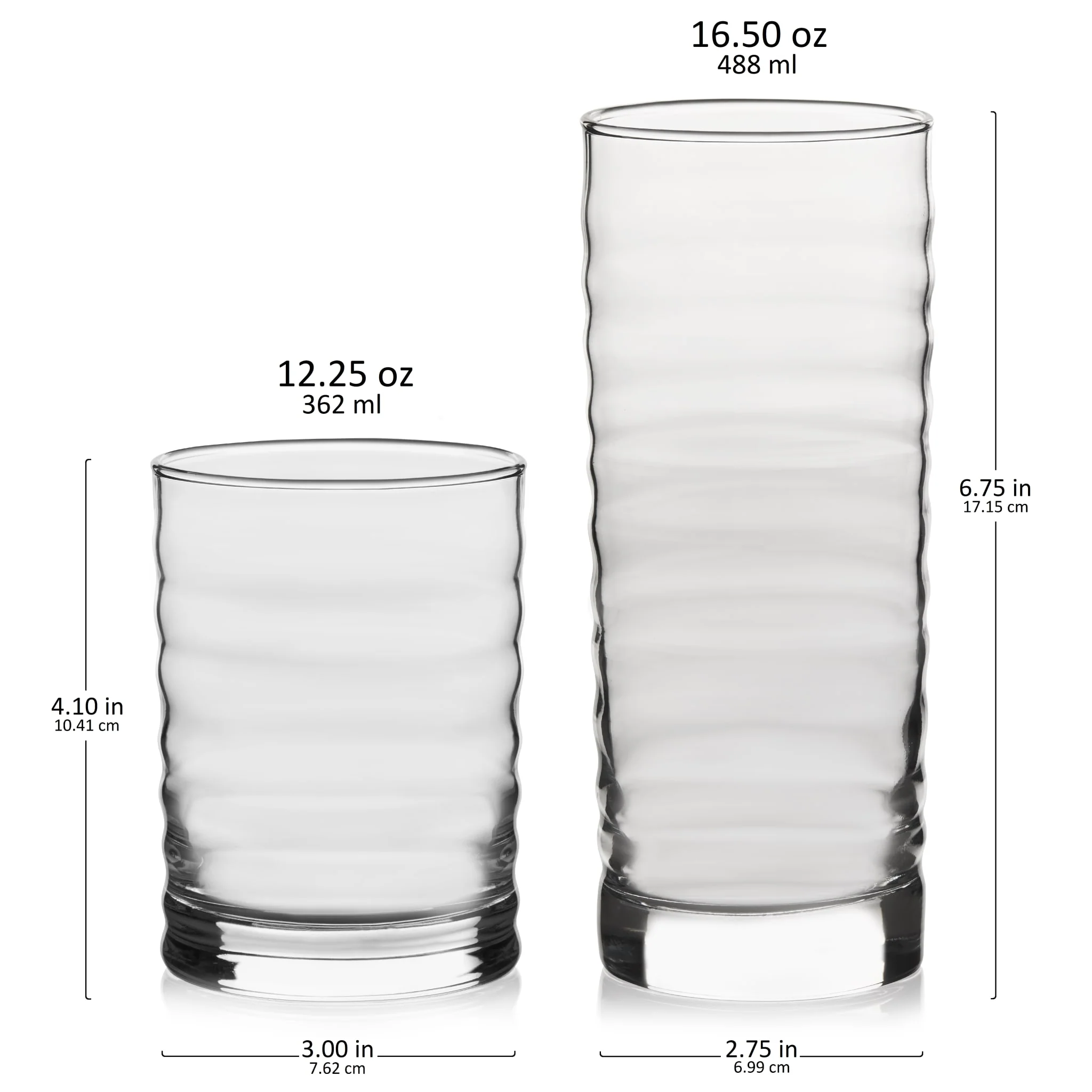 Libbey Pueblo 16件套平底杯与古典杯玻璃杯套装
