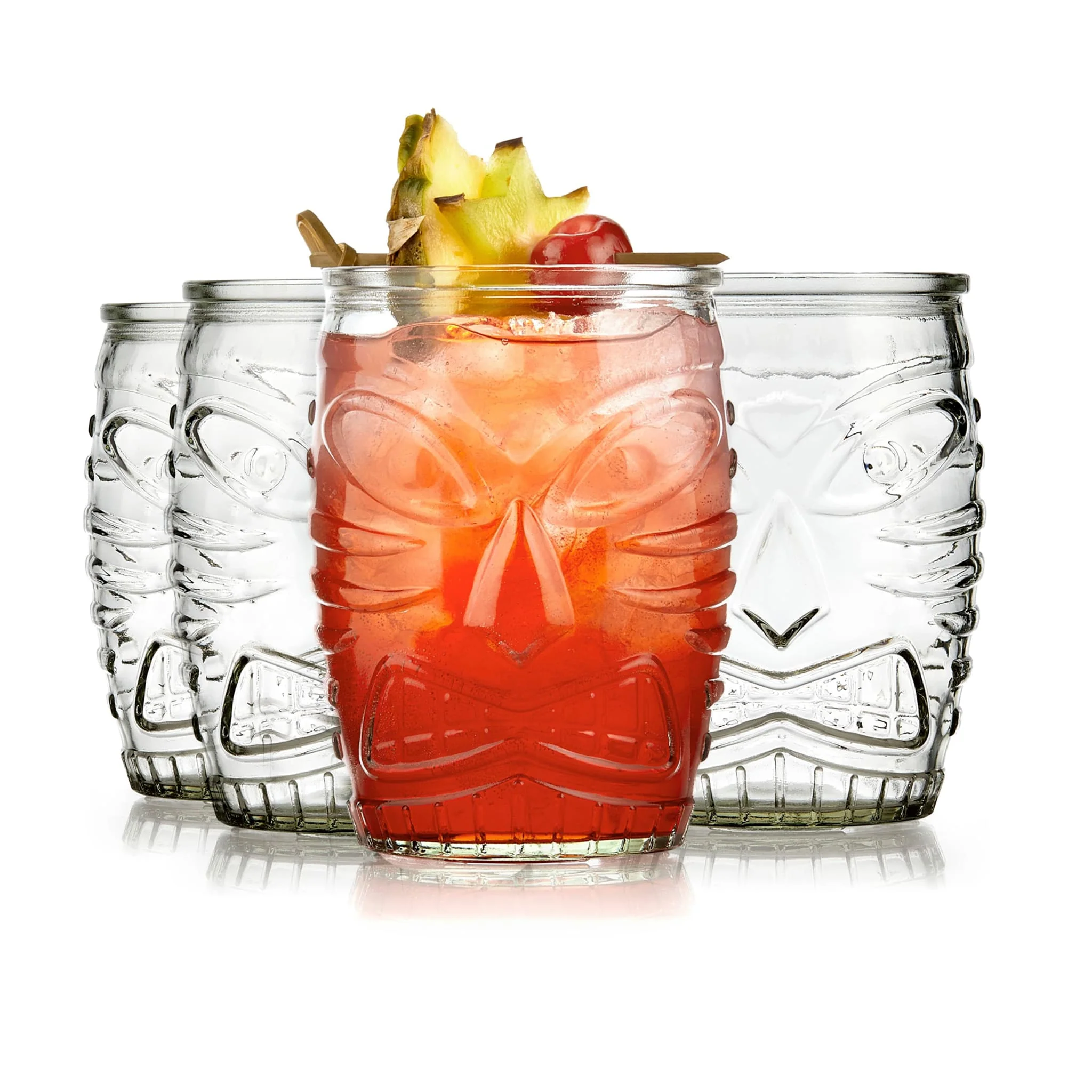 Libbey Classic Tiki Statue Rocks Glass, 16 ounce, Set of 4