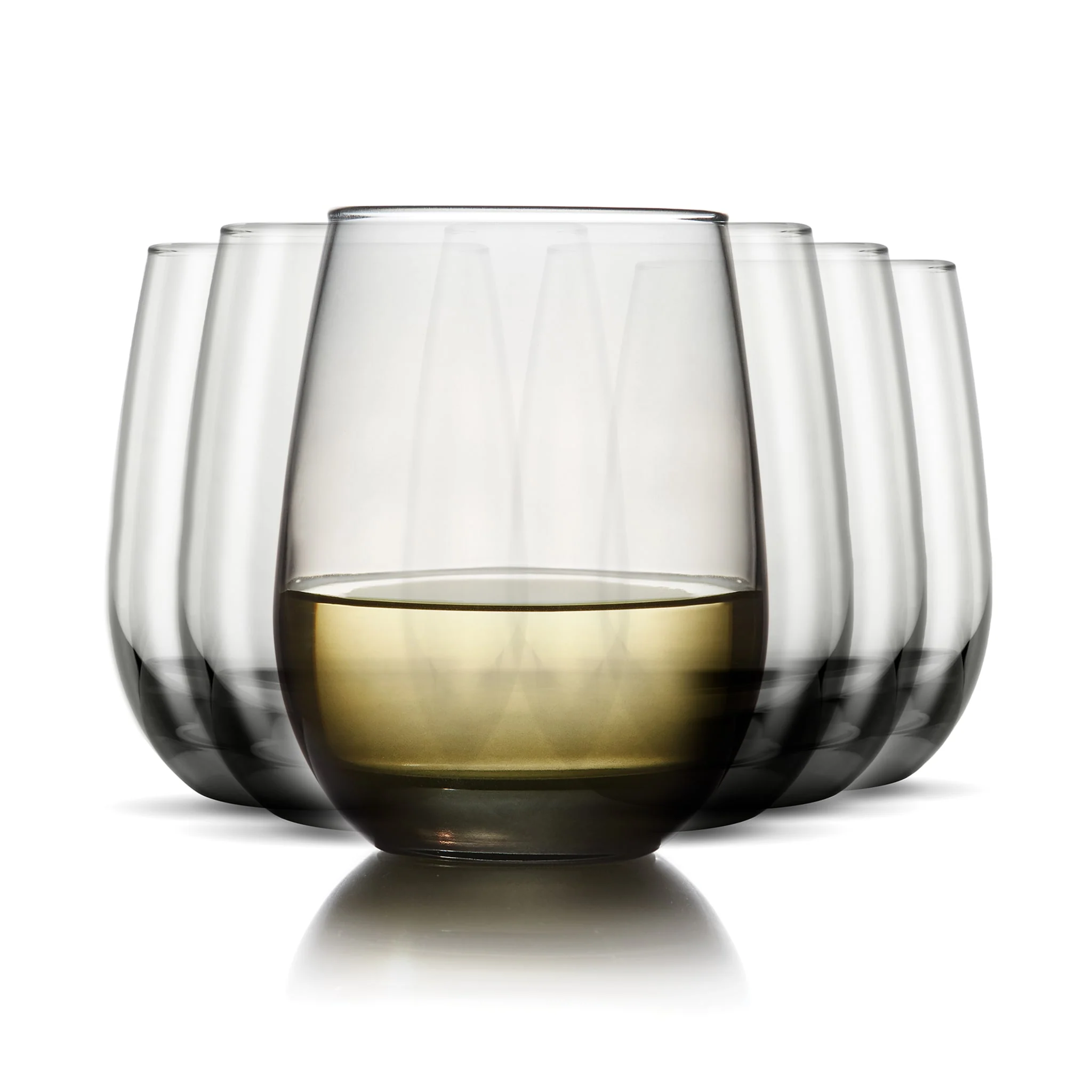 Libbey Classic Smoke All Purpose Stemless Wine Glasses, 15.25 ounce, Set of 6
