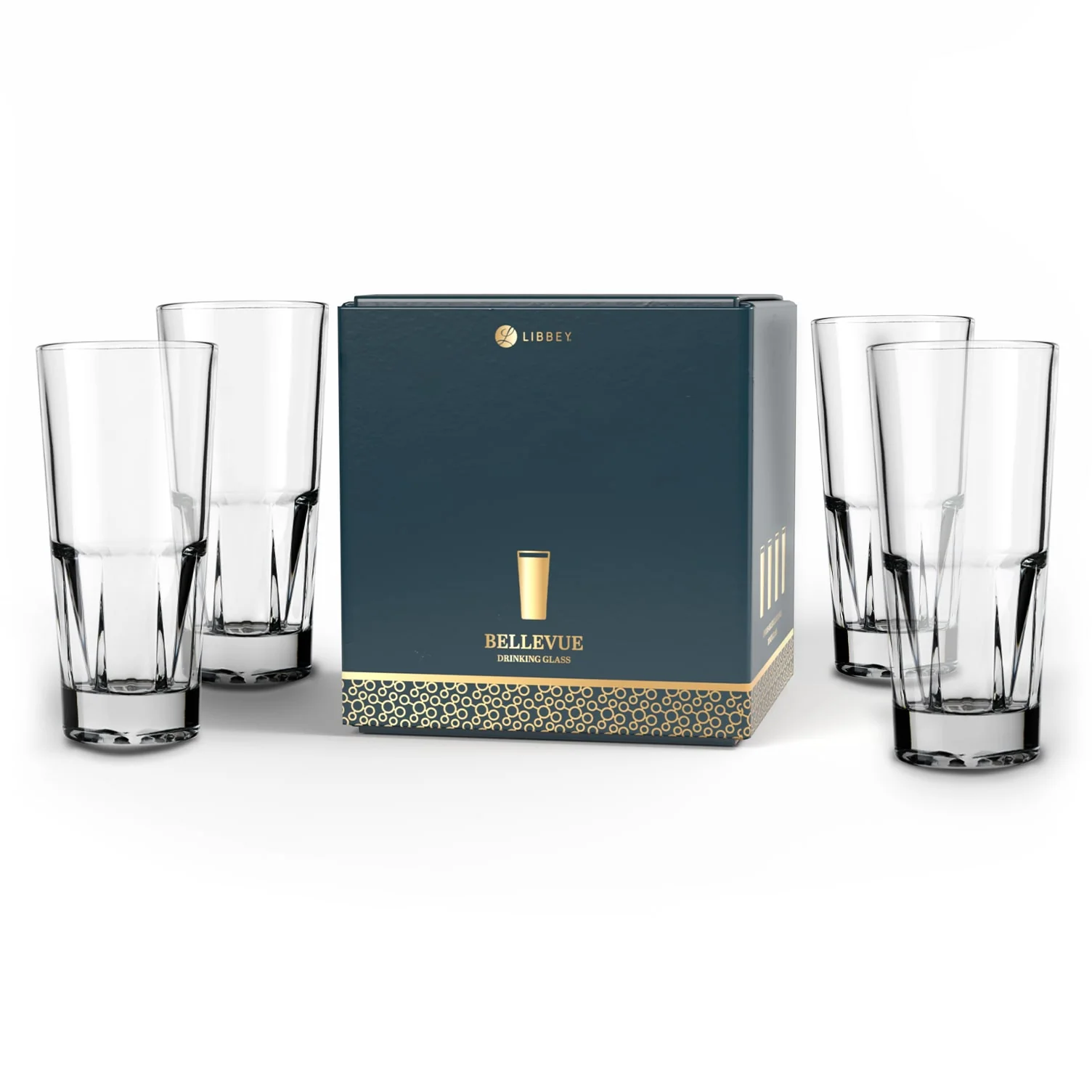 Libbey Bellevue 可叠放玻璃杯，13.5 ounce，4 只装