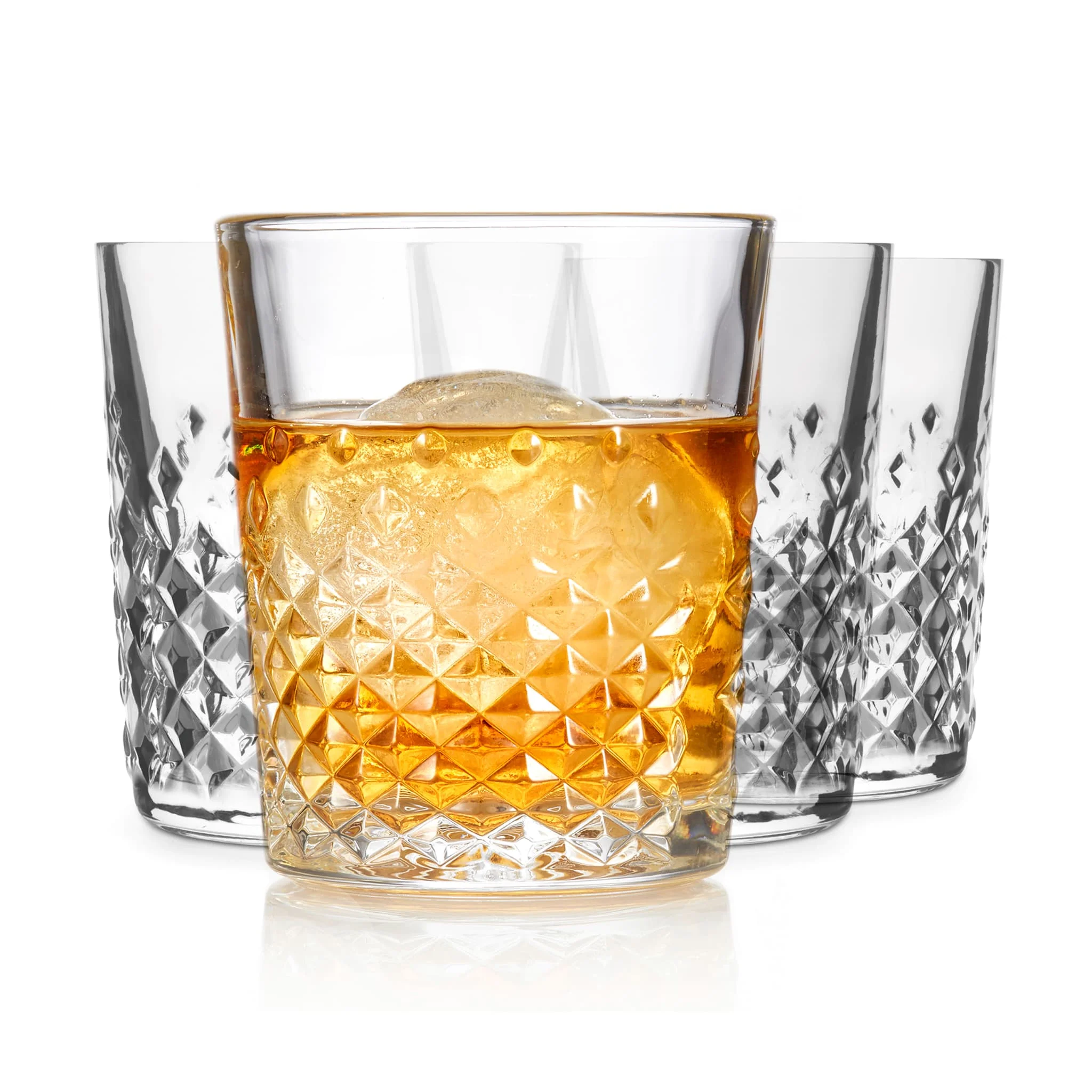Libbey Carats Double Old Fashioned Glasses, 12 ounce, Set of 4