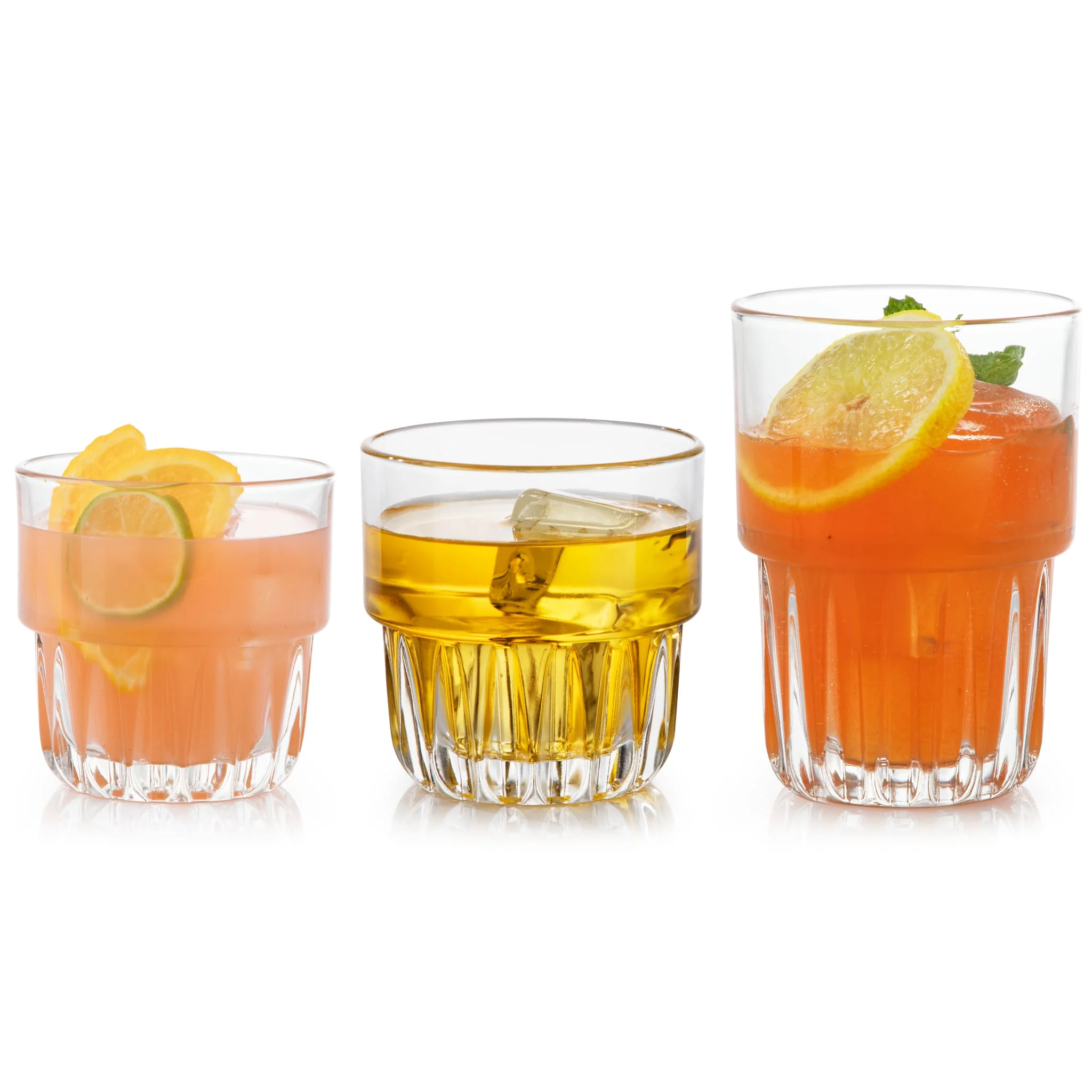 Libbey Everest 可叠放 12 件混合玻璃饮品杯具套装