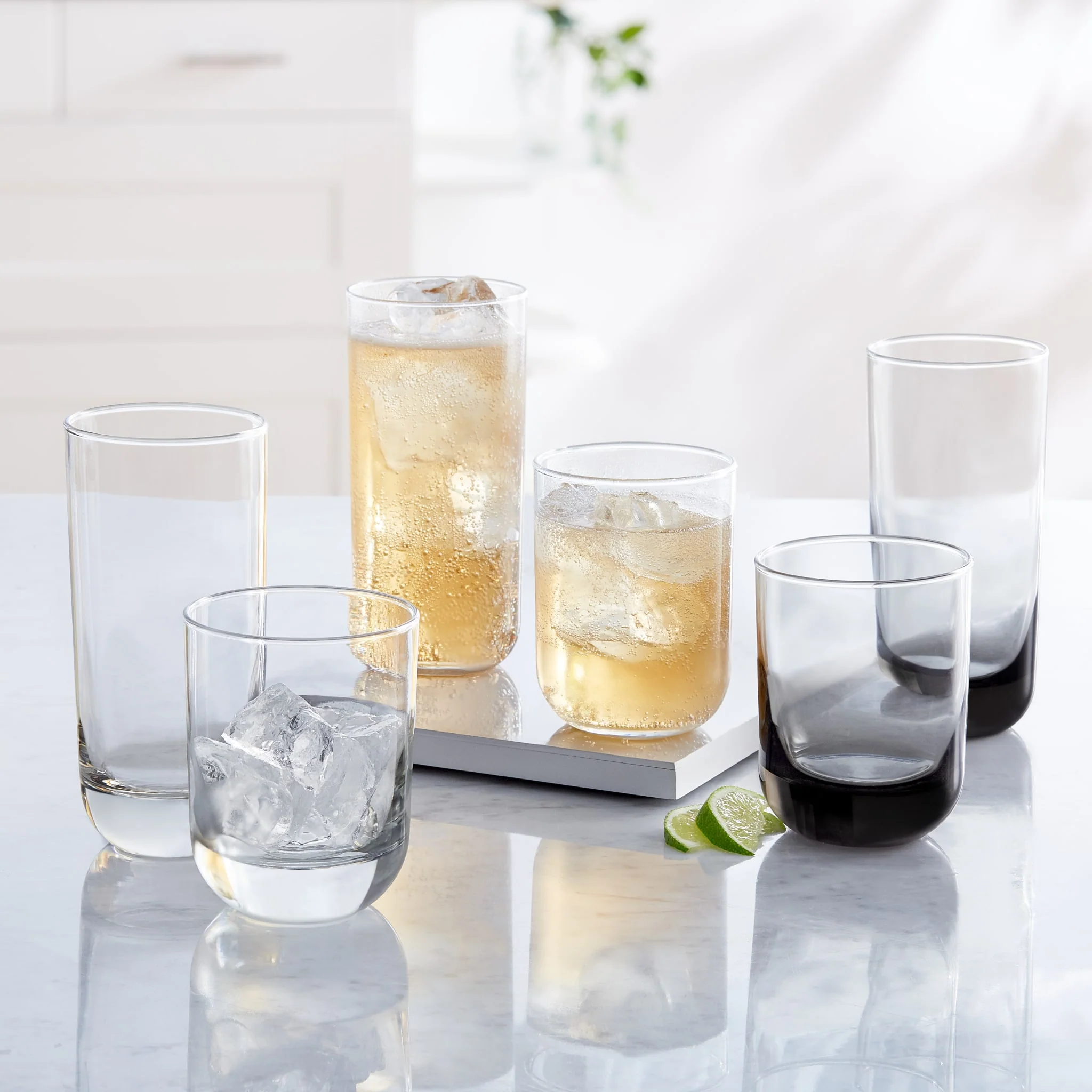 Libbey Polaris 16 件套平底杯与古典杯套装，Axis