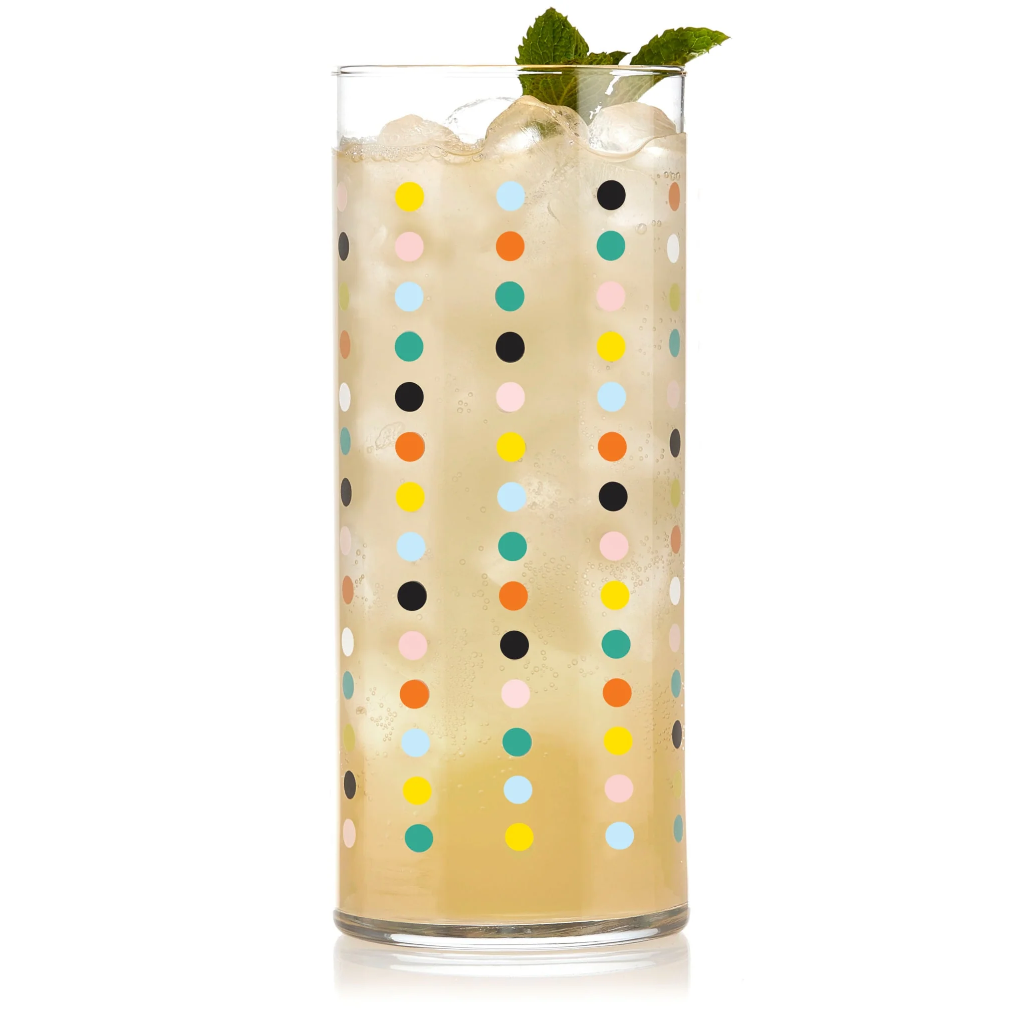 Libbey Vintage Flower Power Party Dots 冷饮杯，16盎司，4只装
