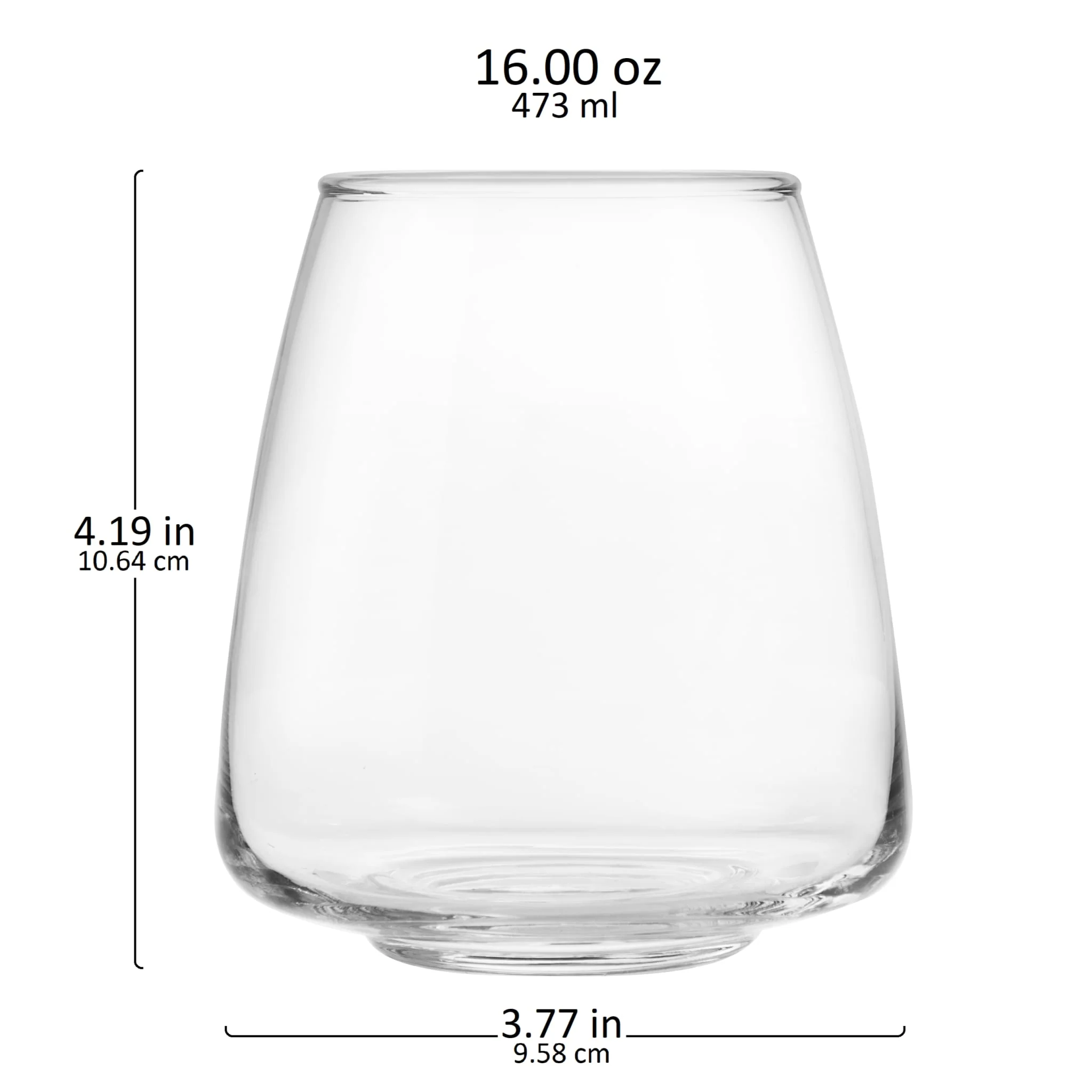 Libbey 无柄可叠放锥形多用酒杯，16 盎司，6 件套