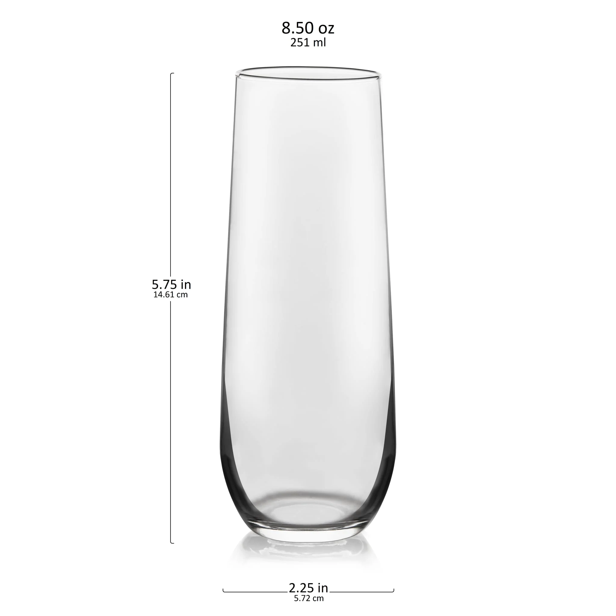 Libbey Stemless Champagne Flute Glasses, 8.5 ounce, Set of 12
