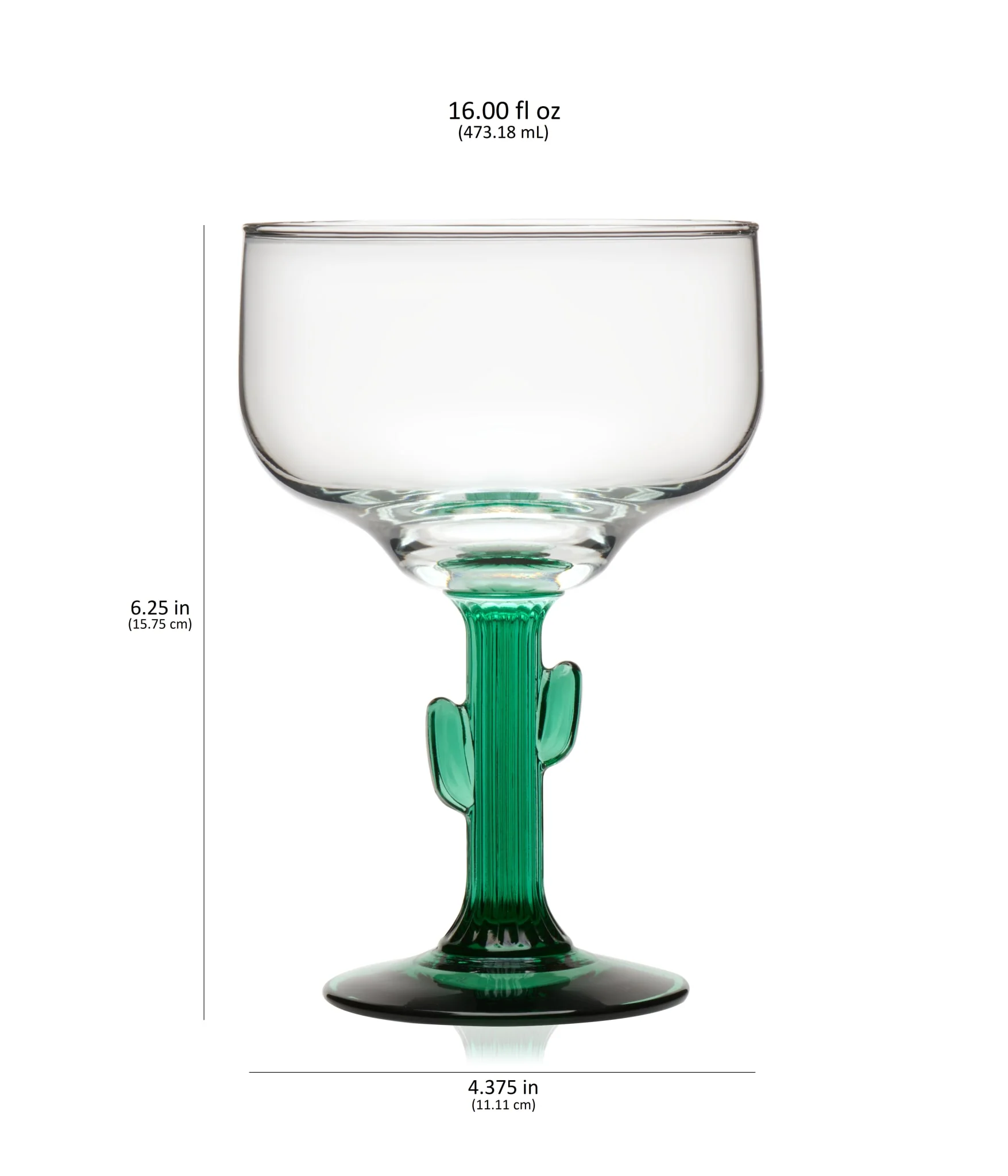 Libbey Cactus Margarita Glasses, 16 ounce, Set of 4