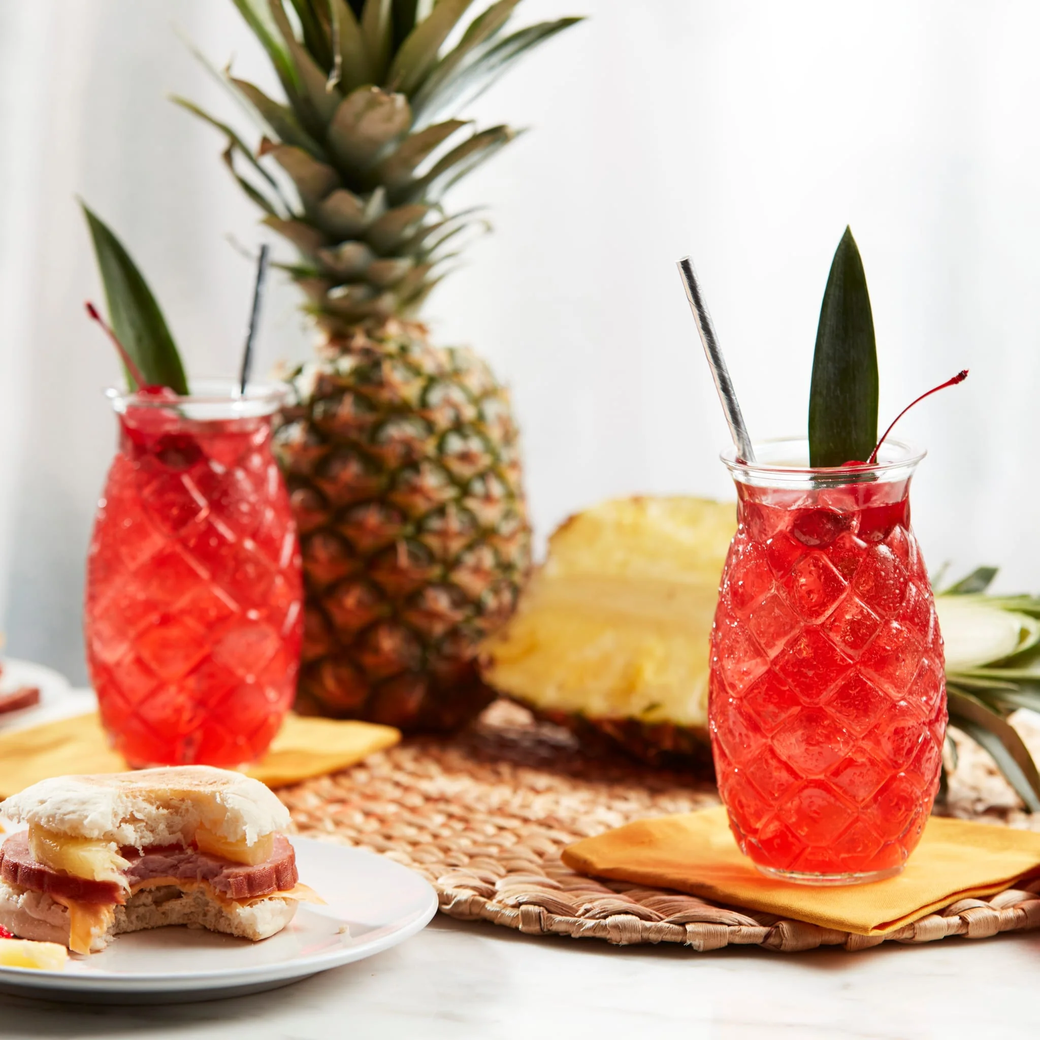 Libbey Tiki Pineapple Glasses, 17 ounce, Set of 4
