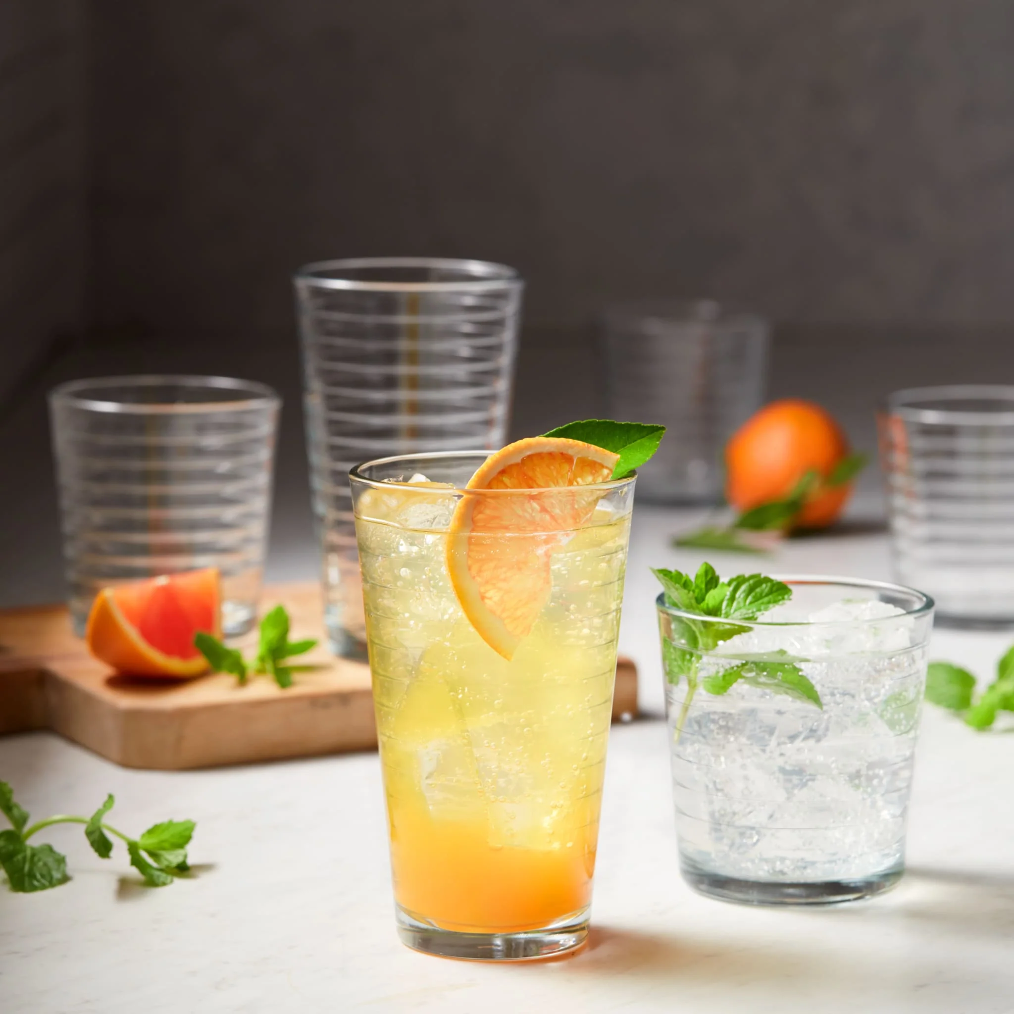 Libbey Hoops 16件套平底杯与洛克杯玻璃杯套装