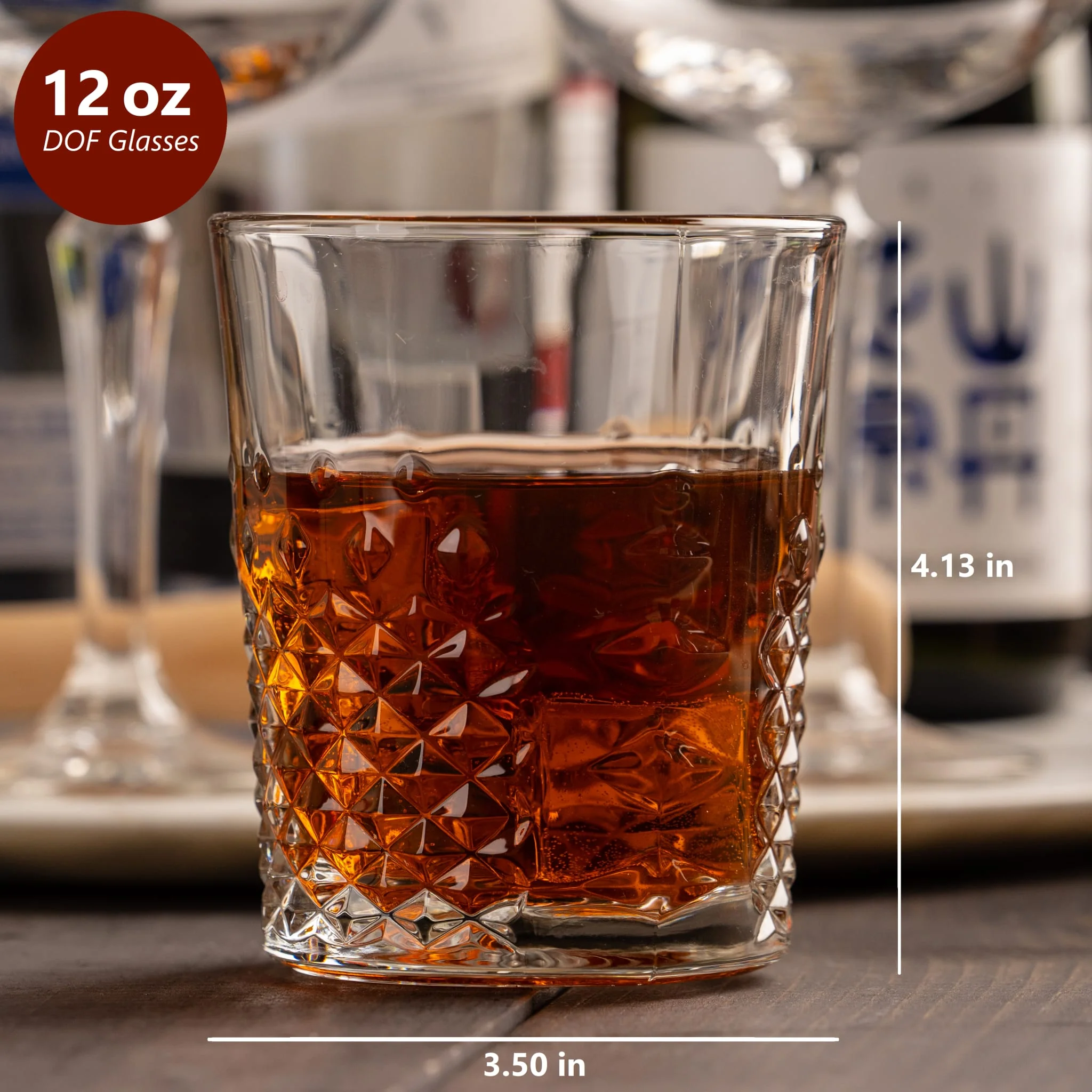 Libbey Carats Double Old Fashioned Glasses, 12 ounce, Set of 4
