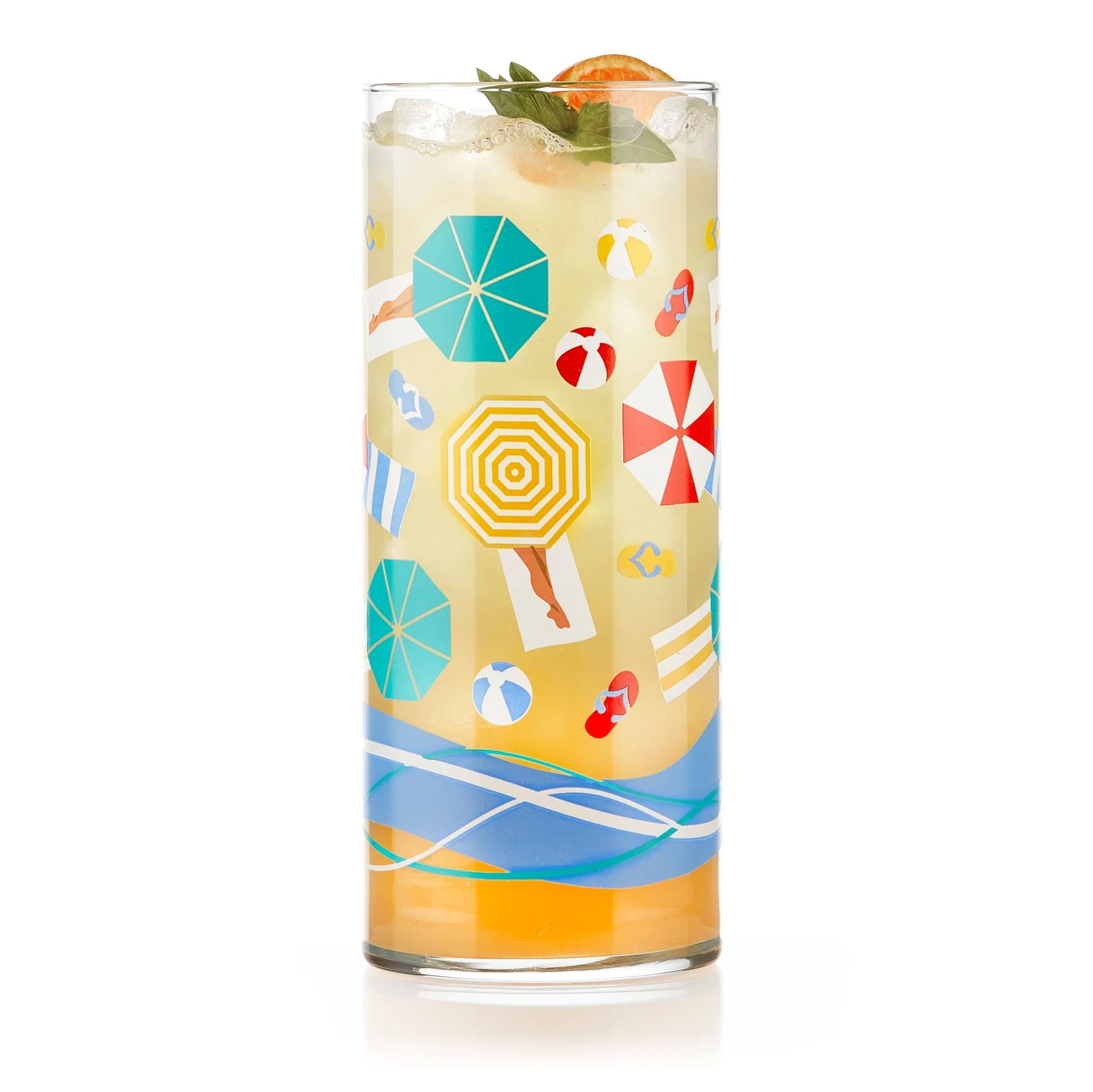 Libbey Vintage Beach Scene 冷饮杯，16盎司，4只装