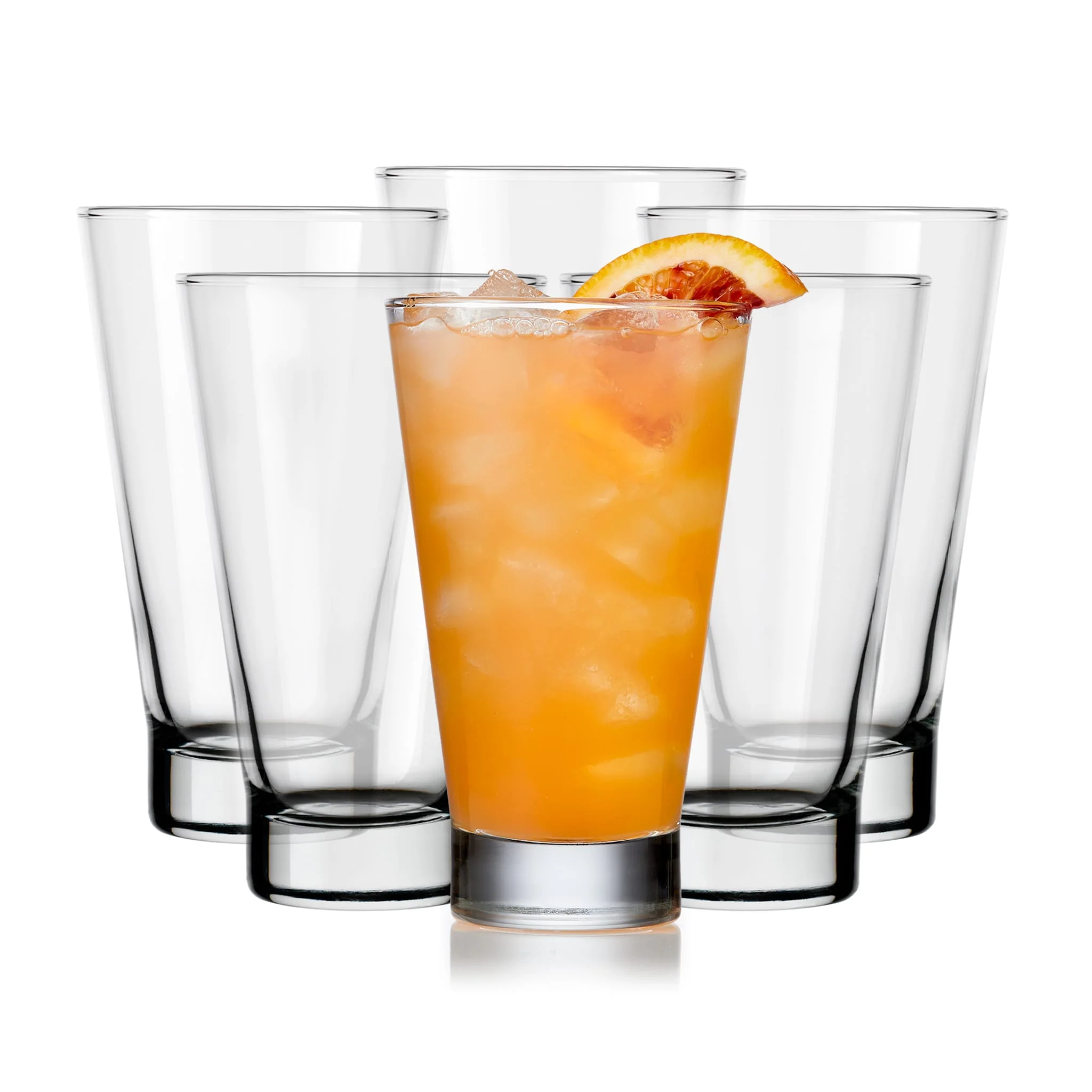 Libbey Modern Bar Essentials Tumbler Glasses, 14 ounce, Set of 6