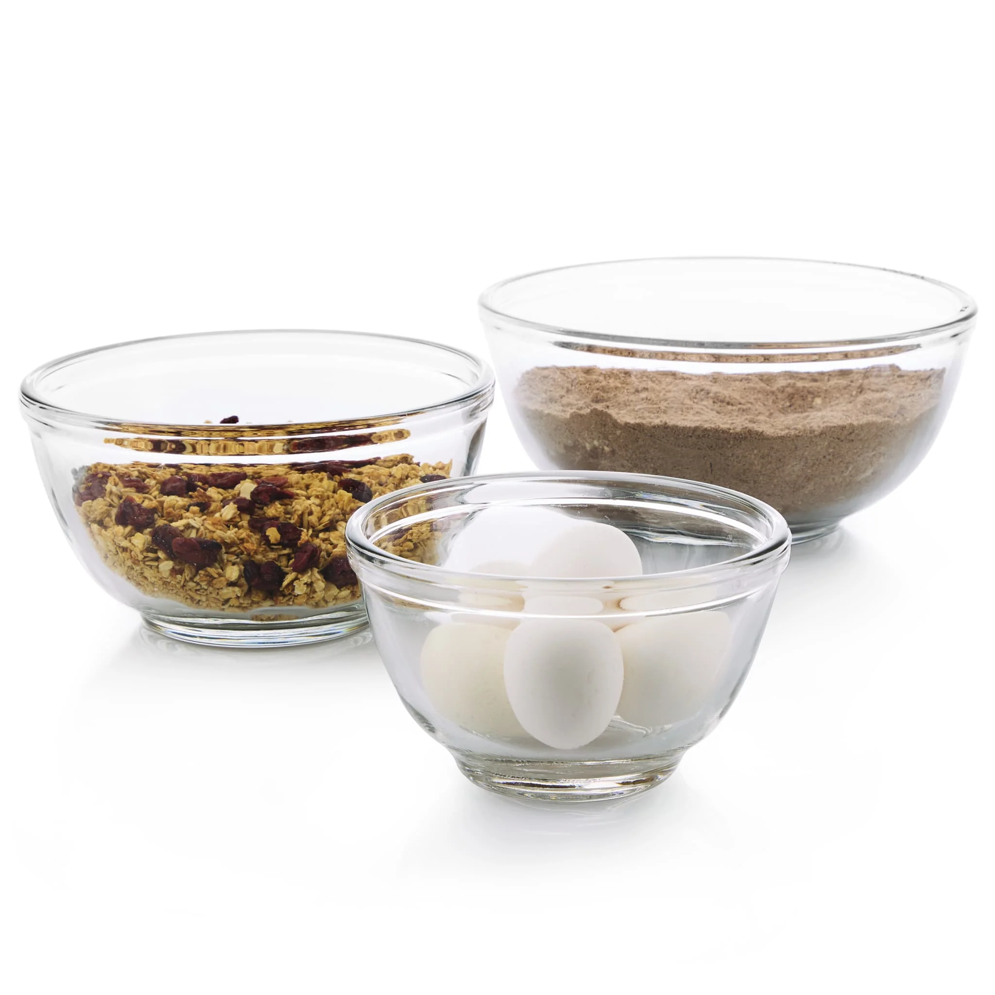 Libbey Baker's Basics 3 Piece Glass Mixing Bowl Set, Multi Size