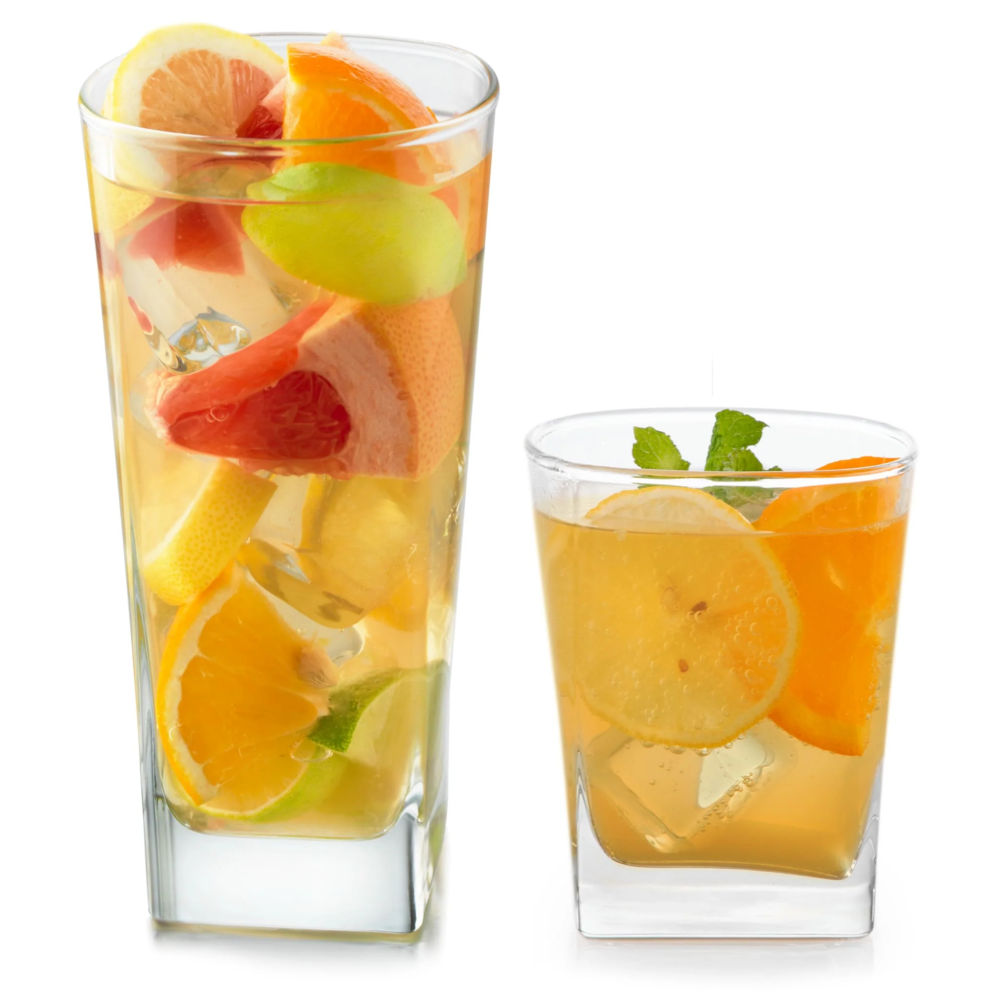 Libbey City 16 件套平底杯与岩石杯玻璃杯套装