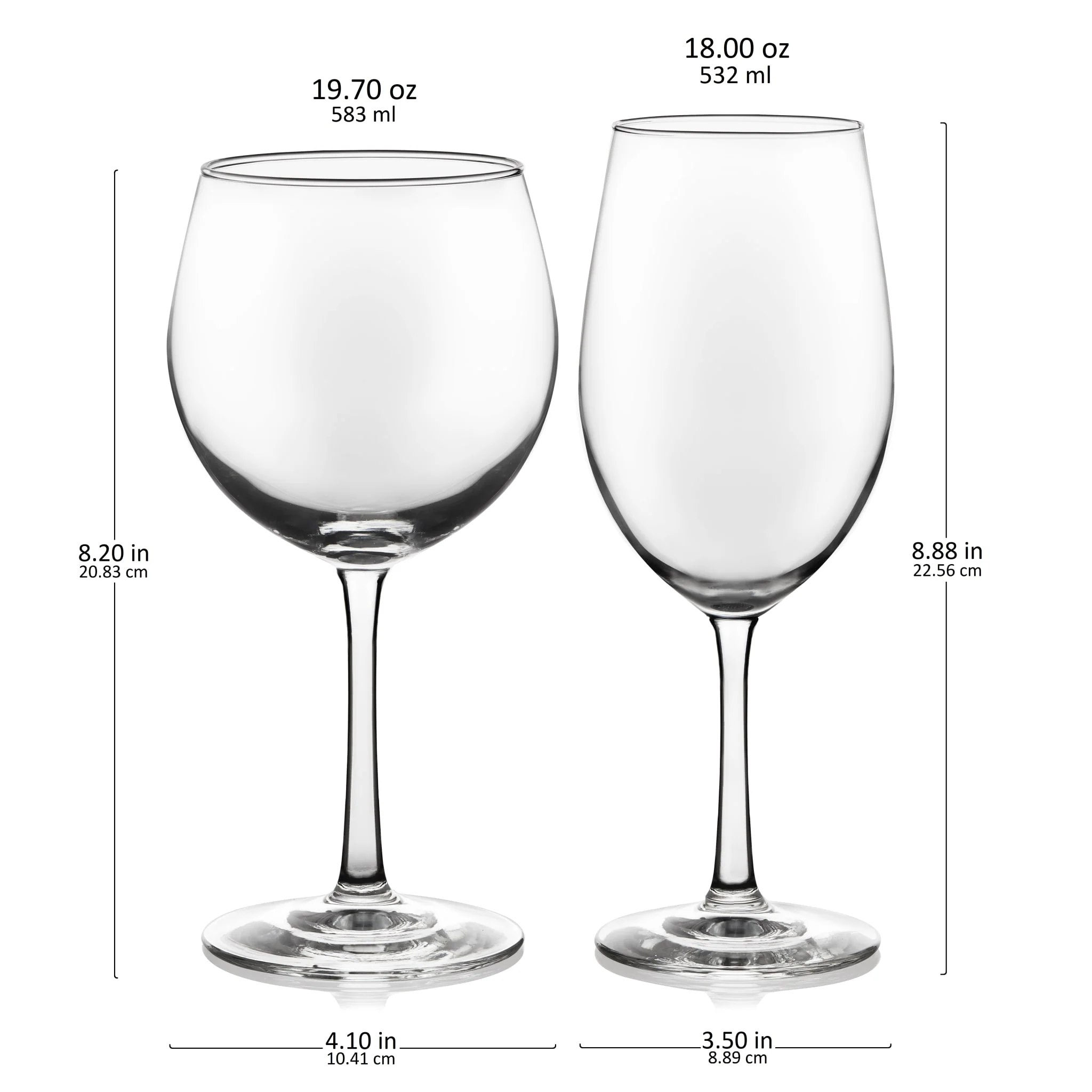 Libbey Vineyard Reserve 8 Piece Wine Glass Party Set for Chardonnay and Merlot/Bordeaux