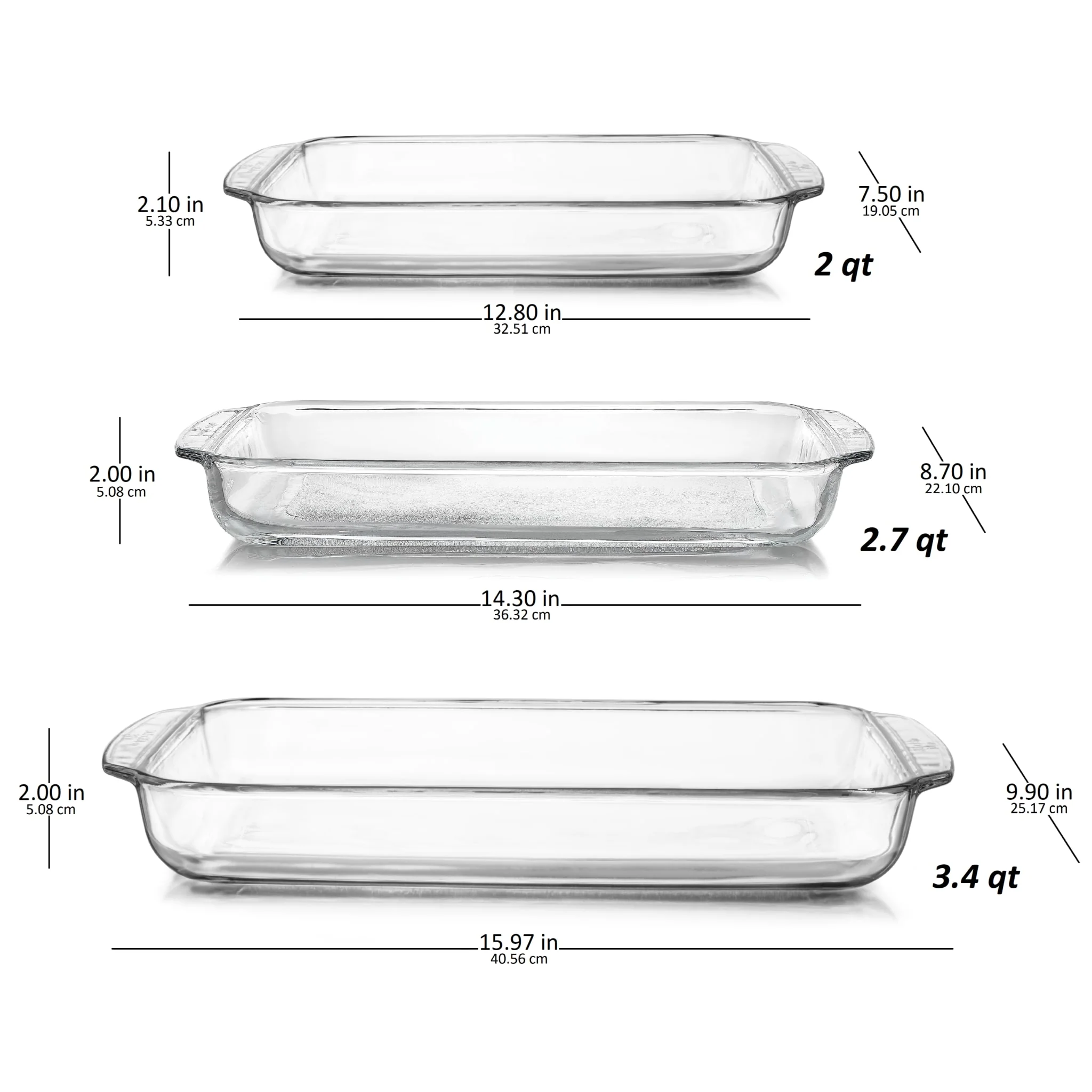 Libbey Baker's Basics 3 Piece Glass Casserole Baking Dish Set