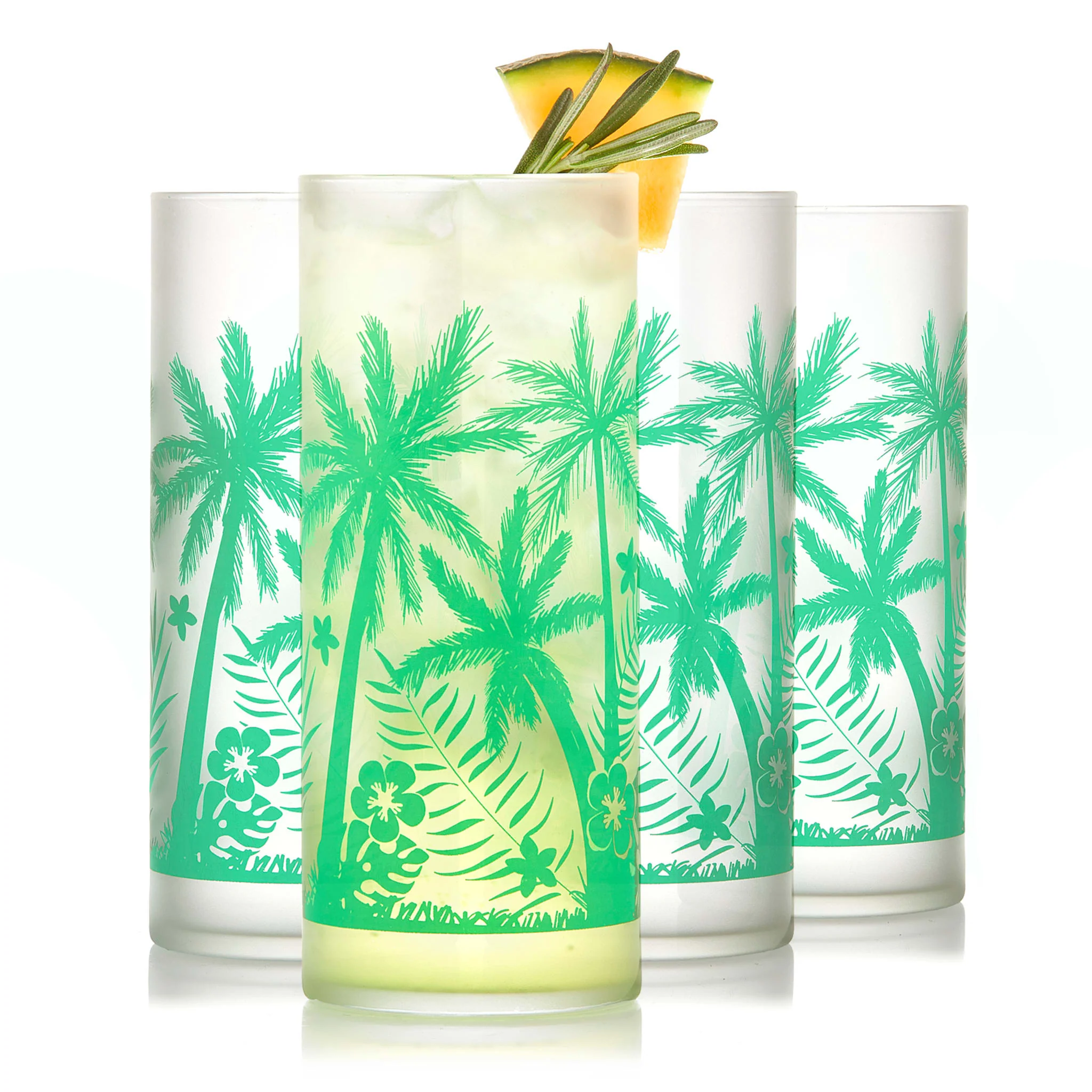 Libbey Vintage Palm Trees 冷饮杯，16盎司，4只装