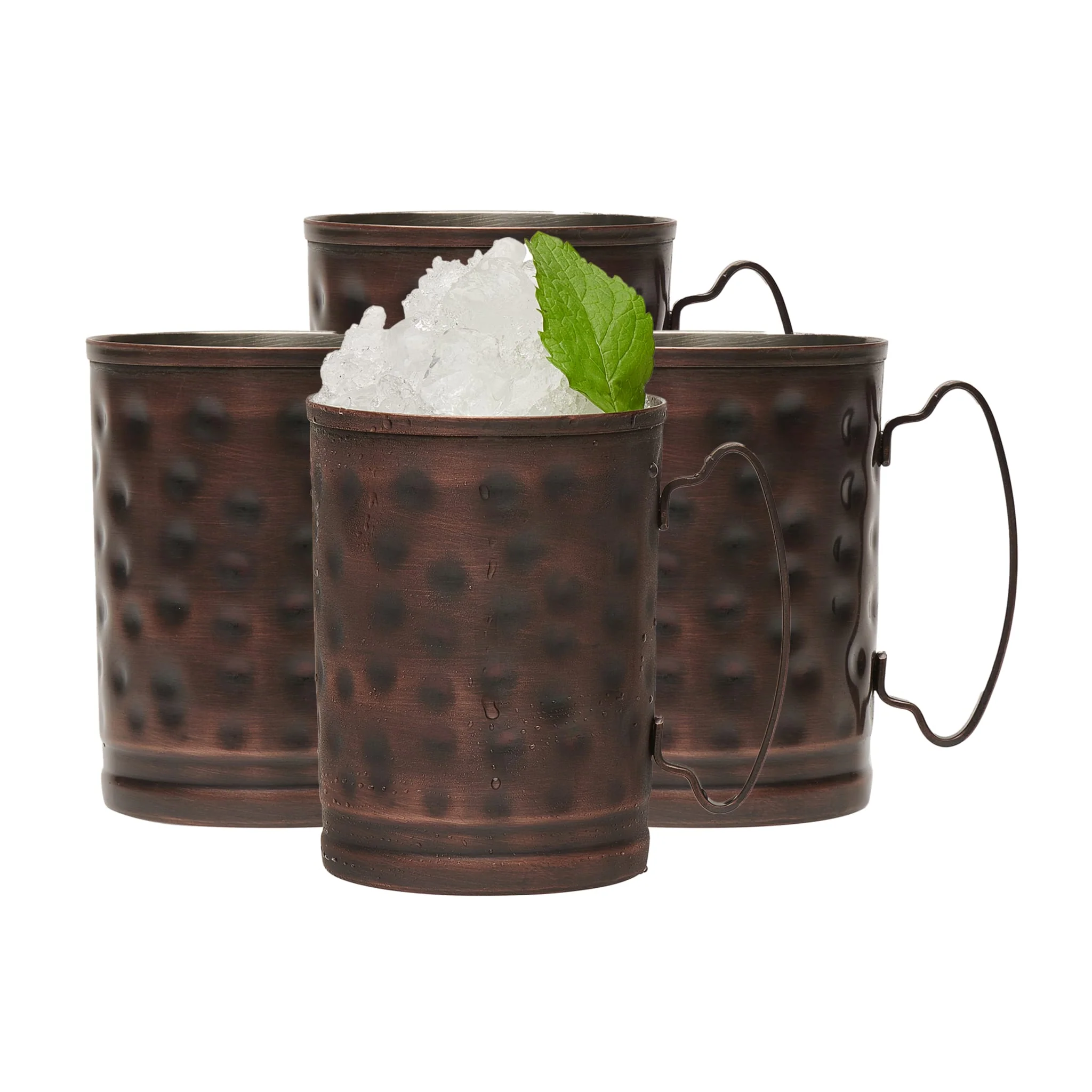 Libbey Moscow Mule 锤纹铜杯，14盎司，4件套