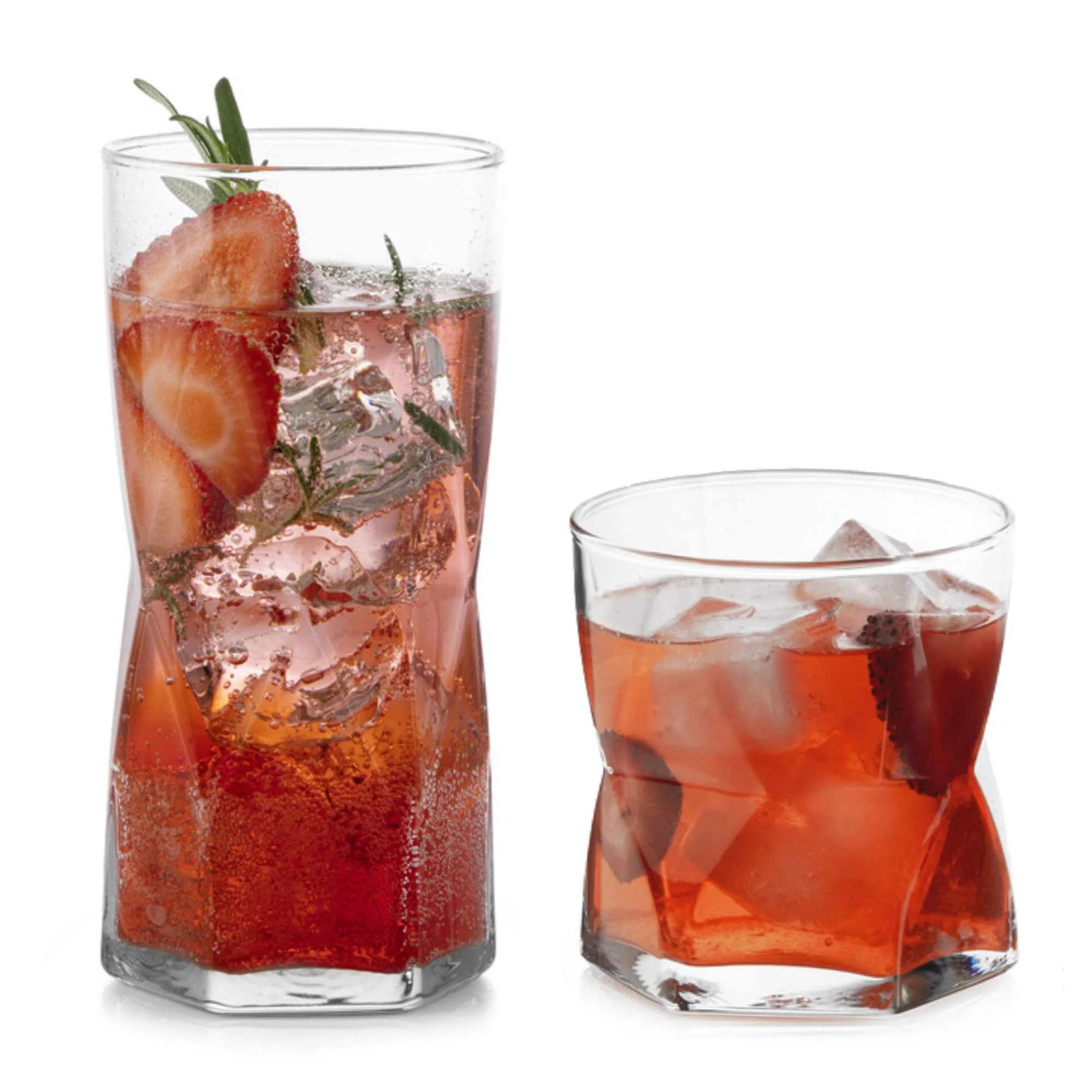 Libbey Rhombus 16 件套平底杯与烈酒杯套装