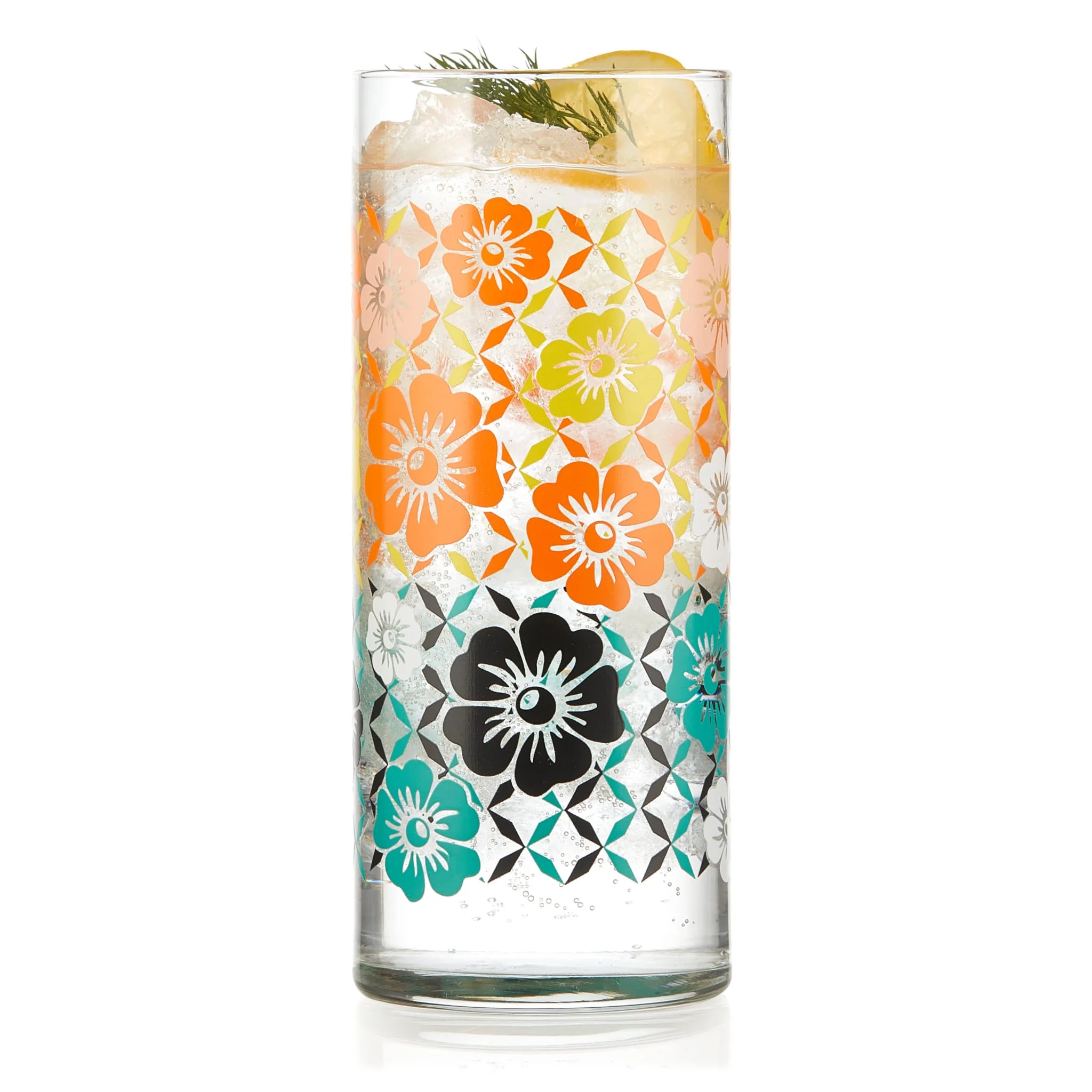 Libbey Vintage Flower Power 冷饮杯，16盎司，4只装
