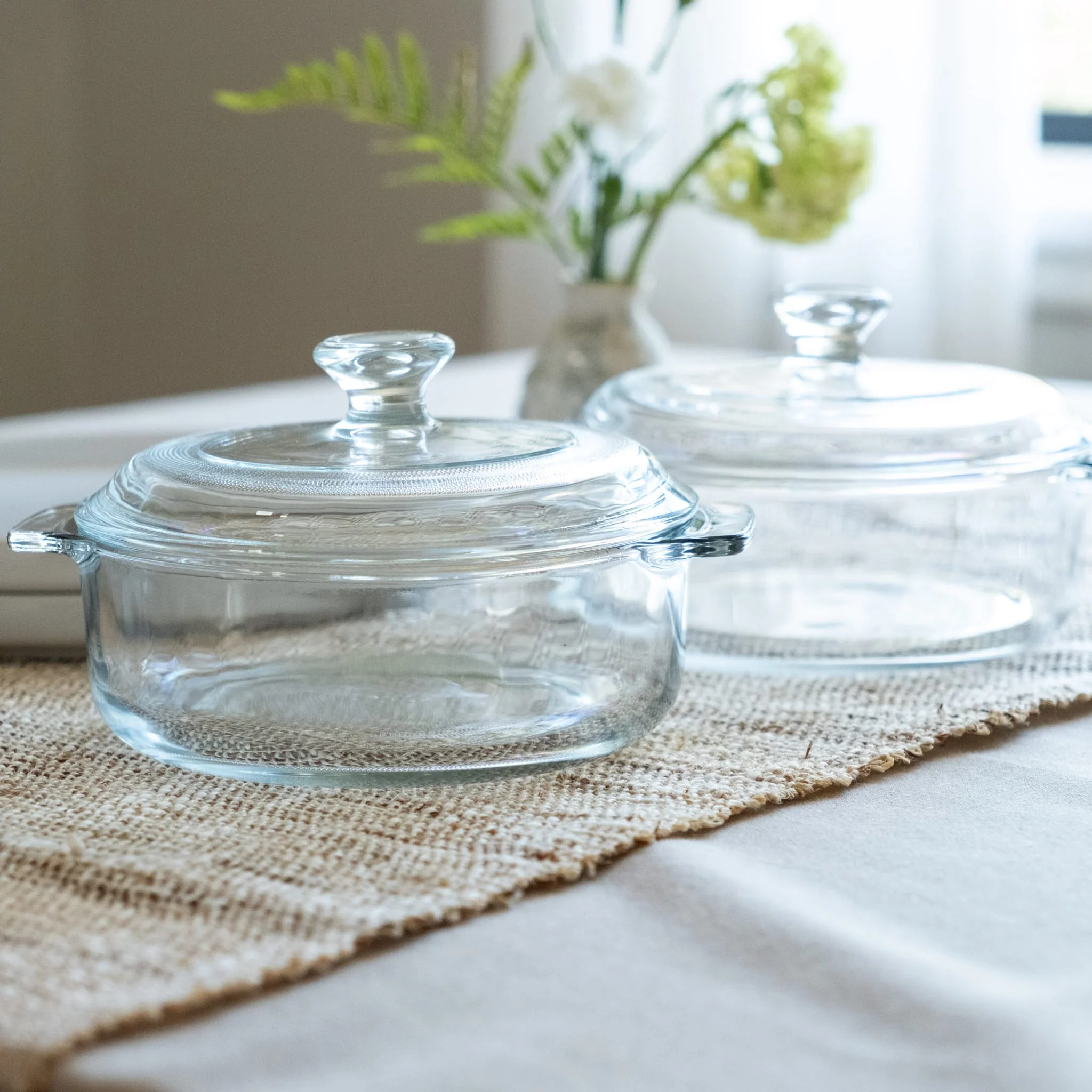 Libbey Baker's Basics 2 Piece Glass Casserole Baking Dish Set with Glass Covers
