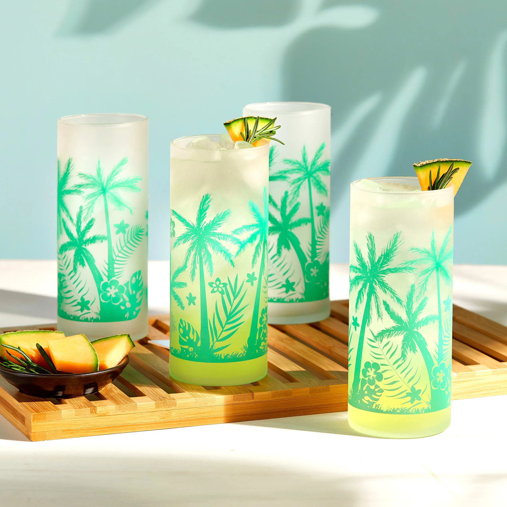 Libbey Vintage Palm Trees 冷饮杯，16盎司，4只装