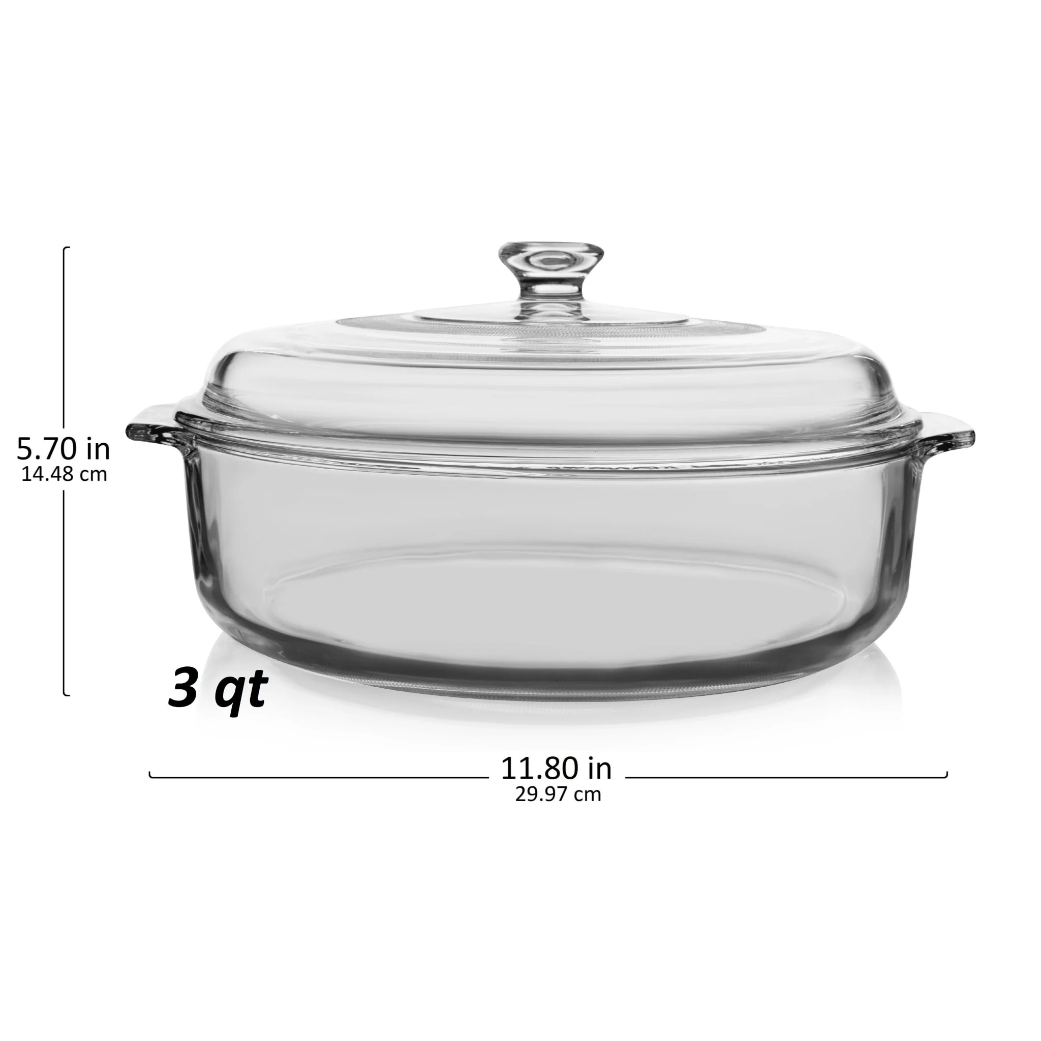 Libbey Baker's Basics 3 Quart Round Glass Casserole Dish with Cover