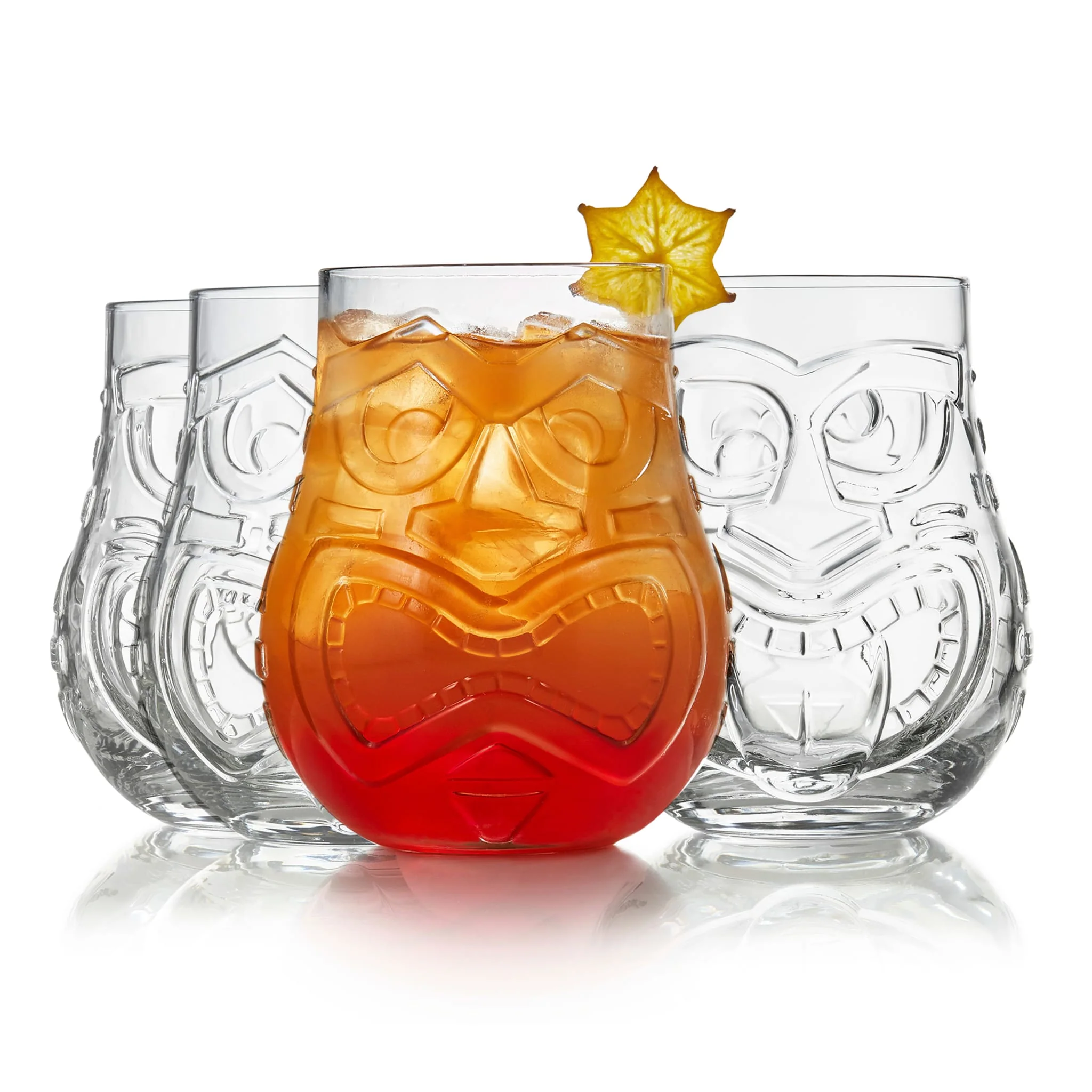 Libbey Tiki Split Tumbler Glasses, 15.75 ounce, Set of 4