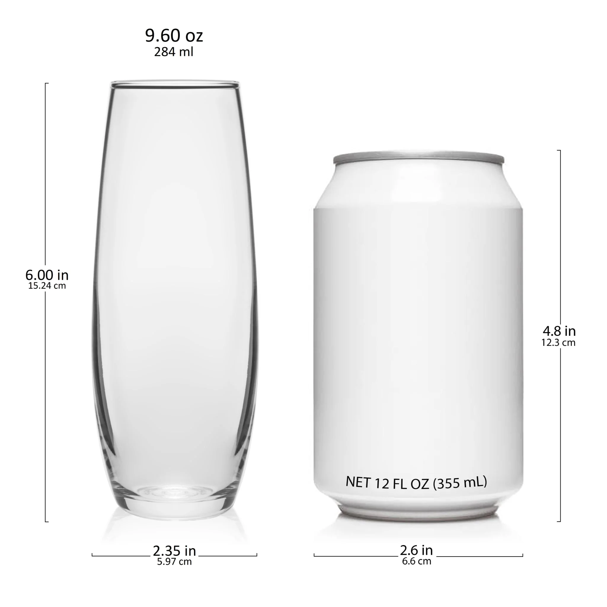 Libbey Stemless Flute Glasses, 9.6 ounce, Set of 6