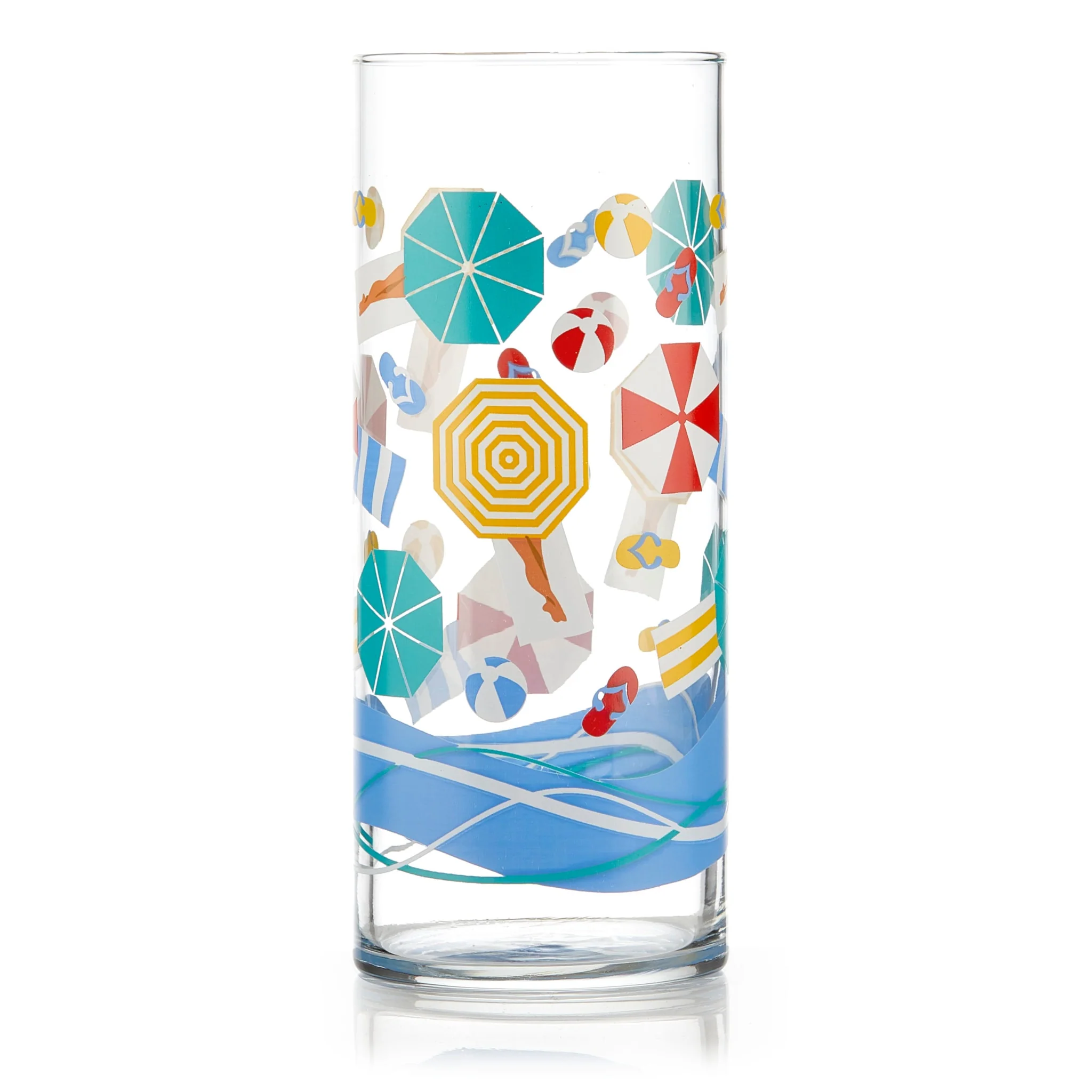 Libbey Vintage Beach Scene 冷饮杯，16盎司，4只装