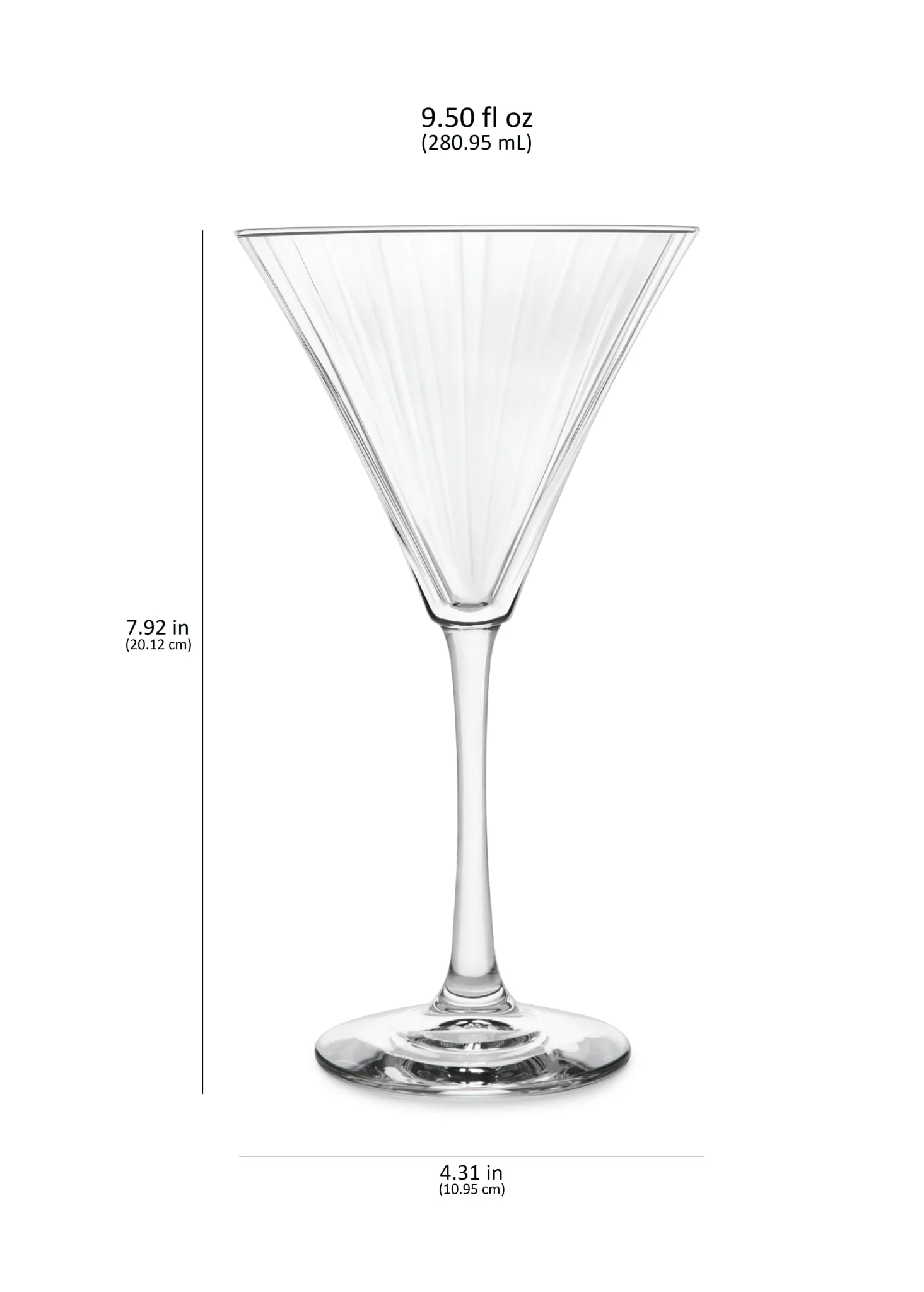 Libbey Paneled Martini Glasses, 9.5 ounce, Set of 4