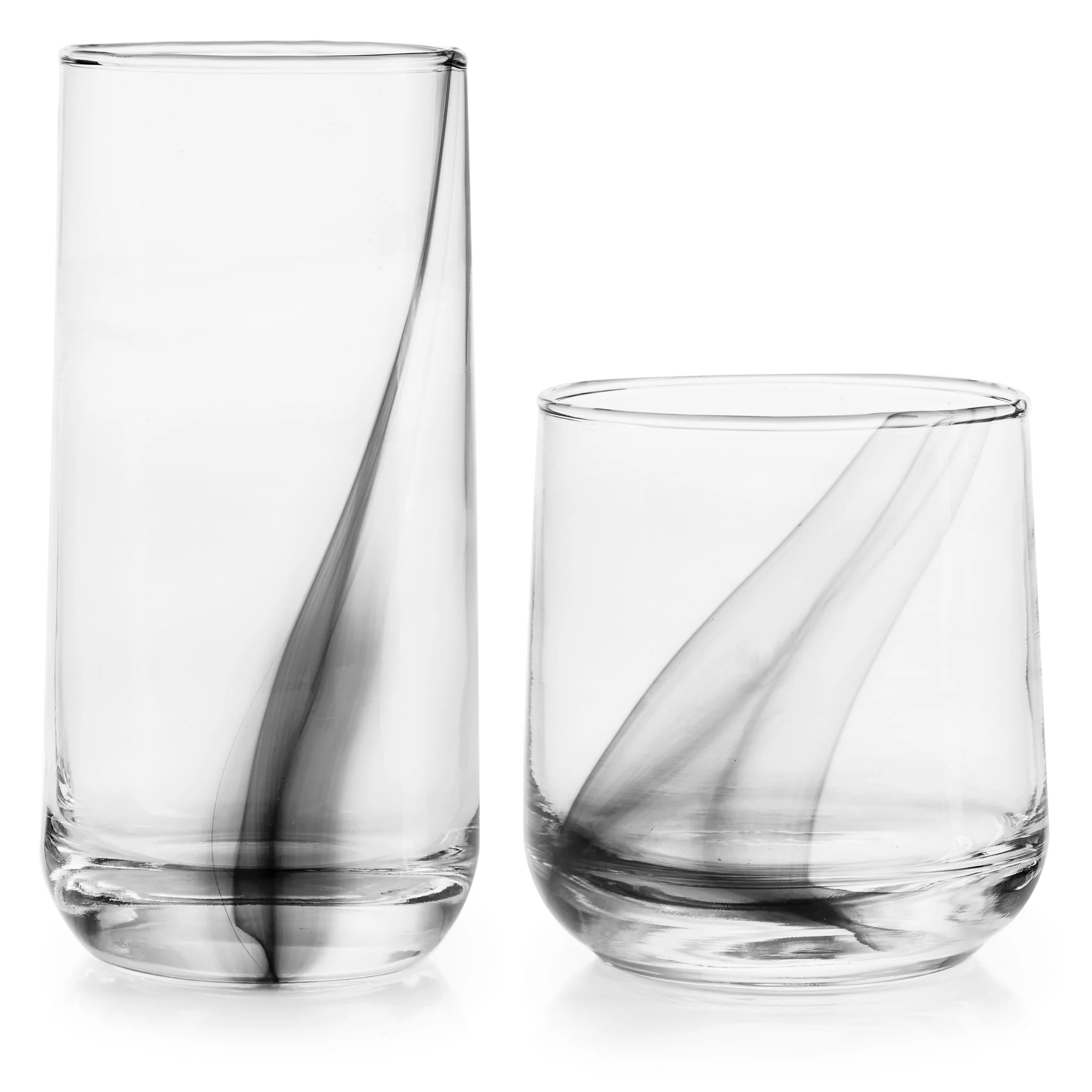 Libbey Ascent Black Ribbon 16 件套平底杯与岩石杯套装