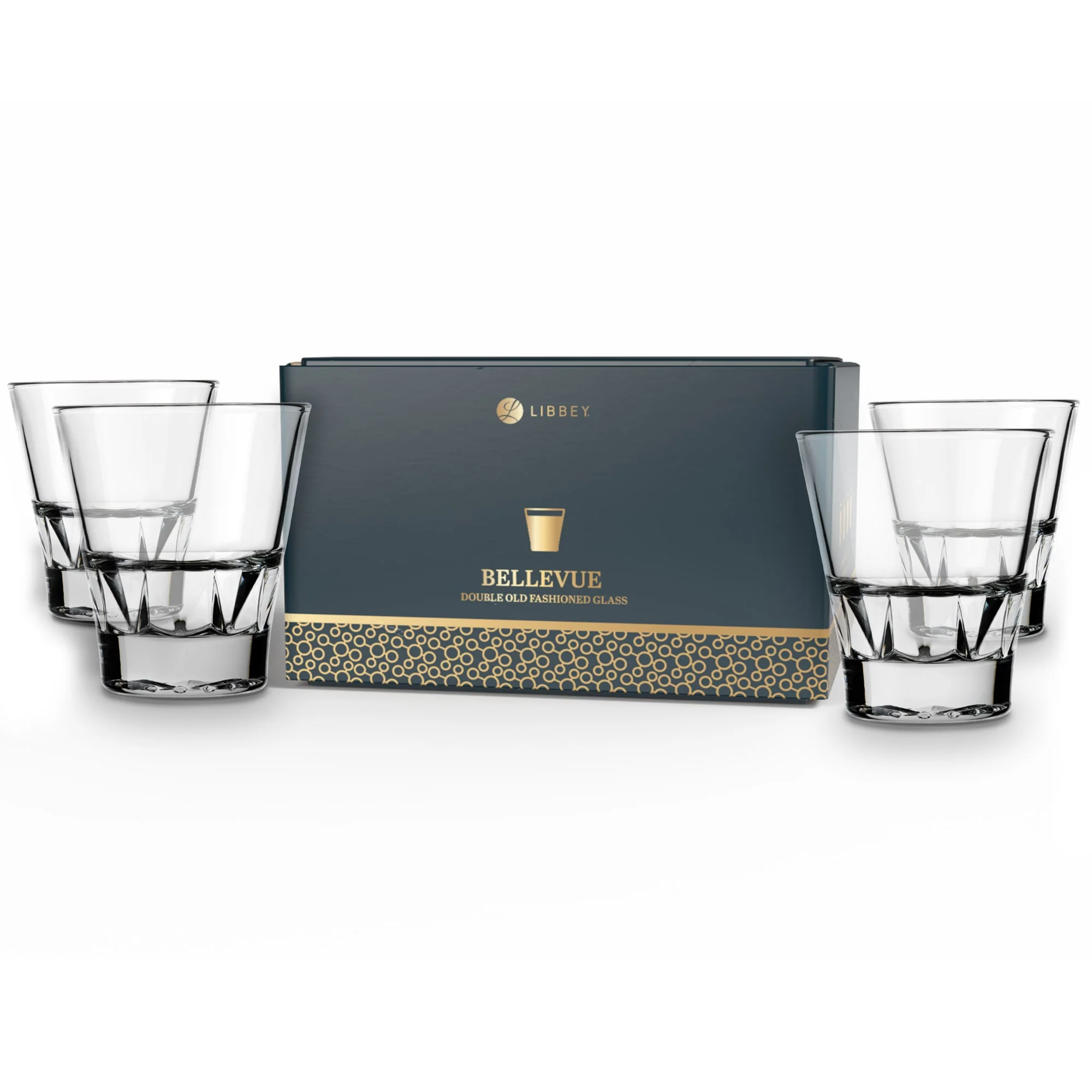 Libbey Bellevue 可堆叠双份老式洛克杯，11.5盎司，4只装