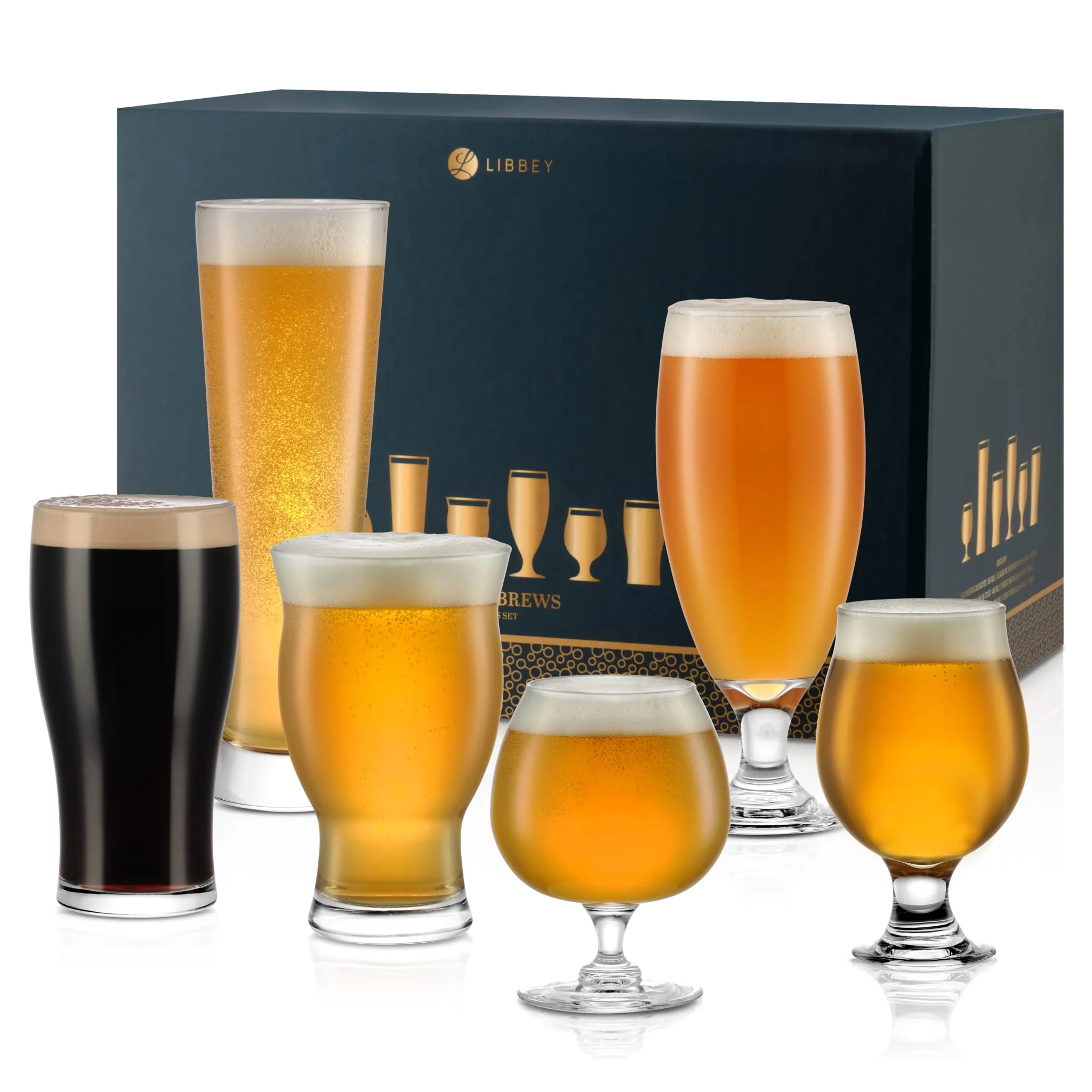 Libbey Craft Brews Assorted Beer Glasses, Set of 6 with Gift Box