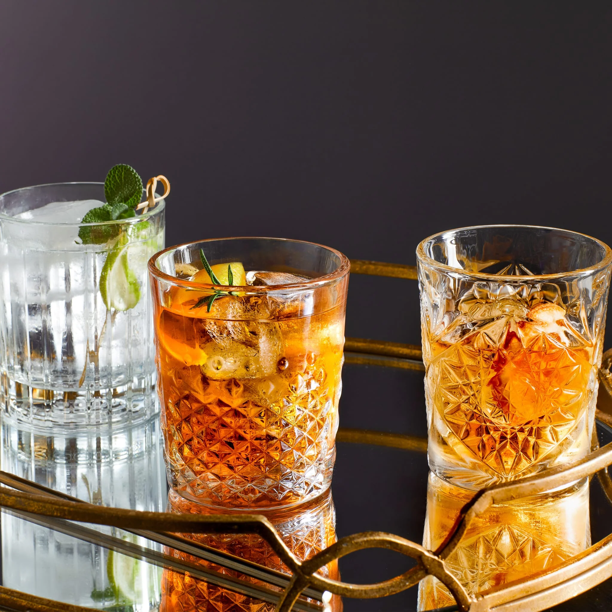 Libbey Carats Double Old Fashioned Glasses, 12 ounce, Set of 4