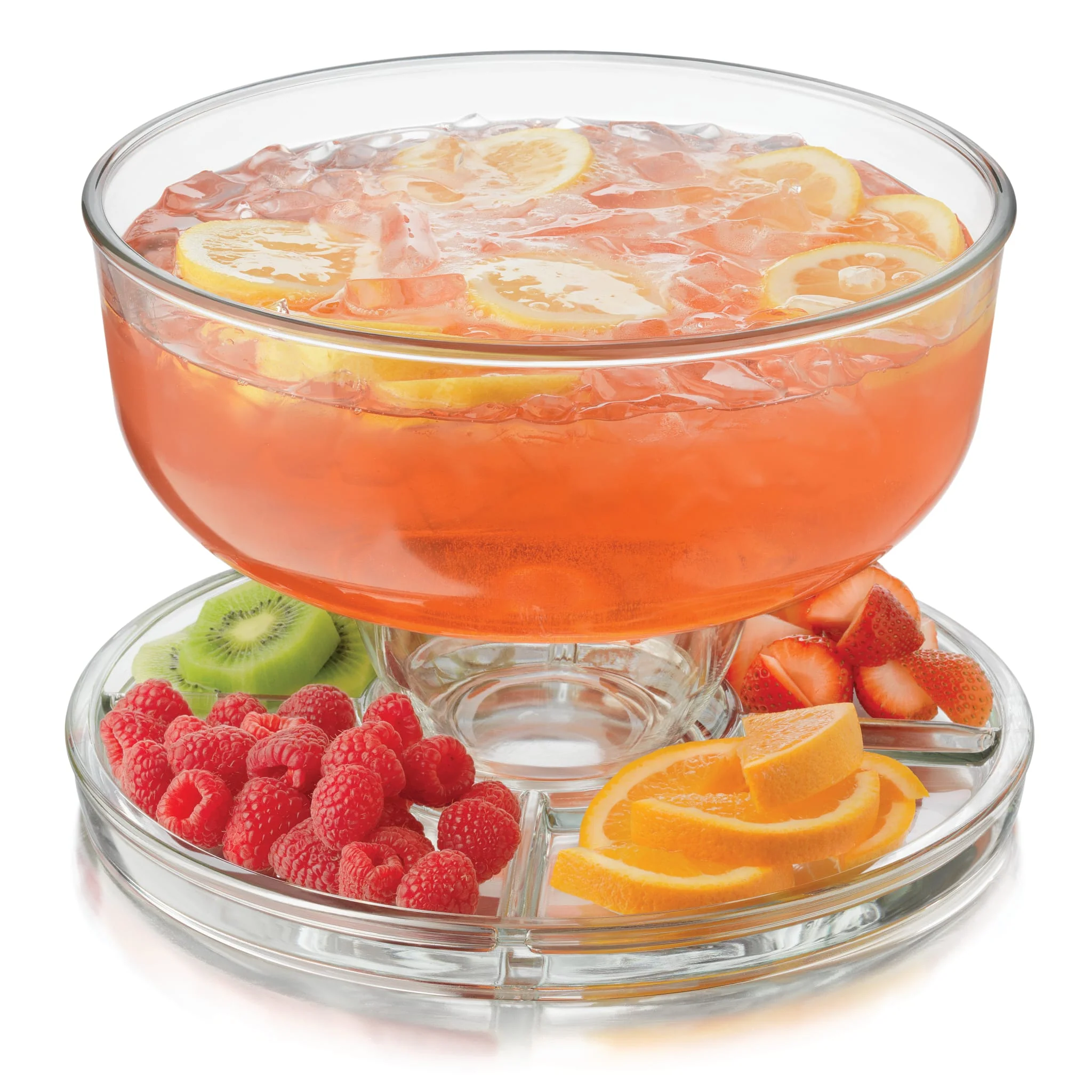 Libbey Selene 6 in 1 Multiuse Glass Server, Punch Bowl, Chip and Dip Bowl, Cake Stand