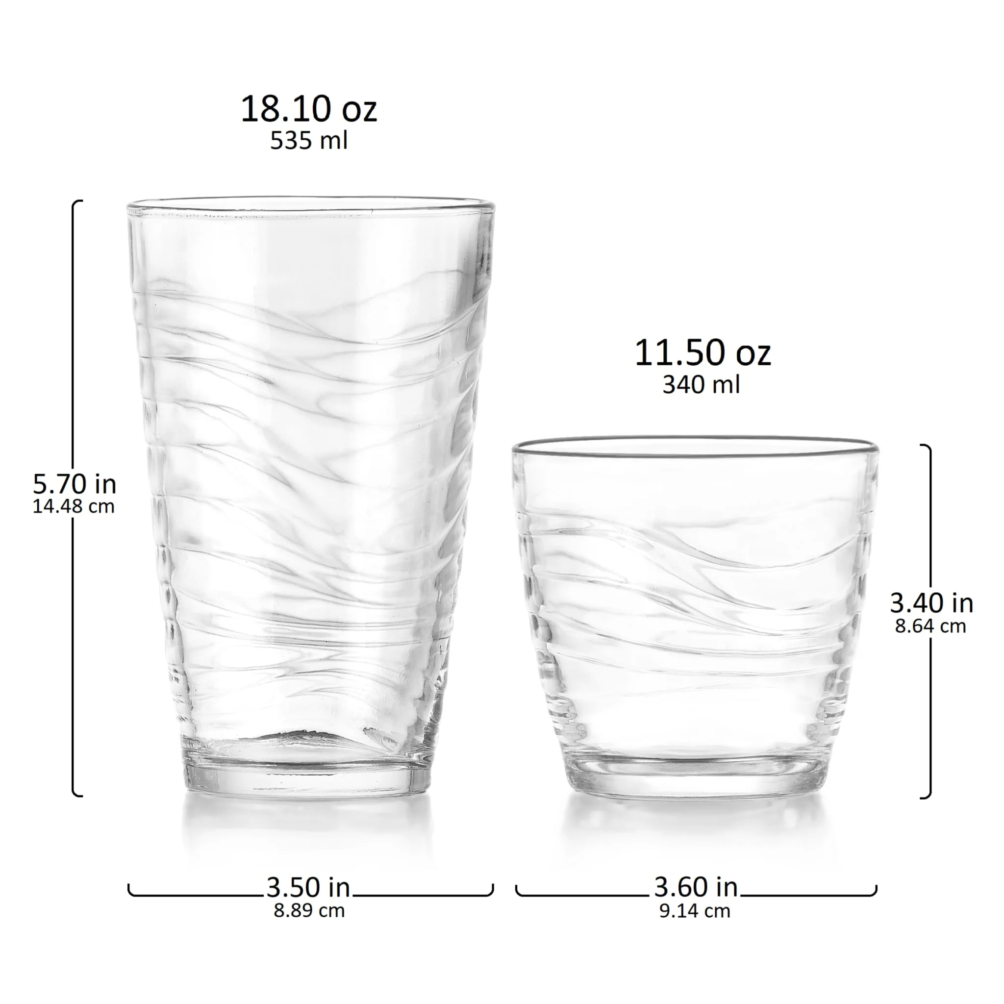 Libbey Orbita 16 Piece Tumbler and Rocks Glass Set
