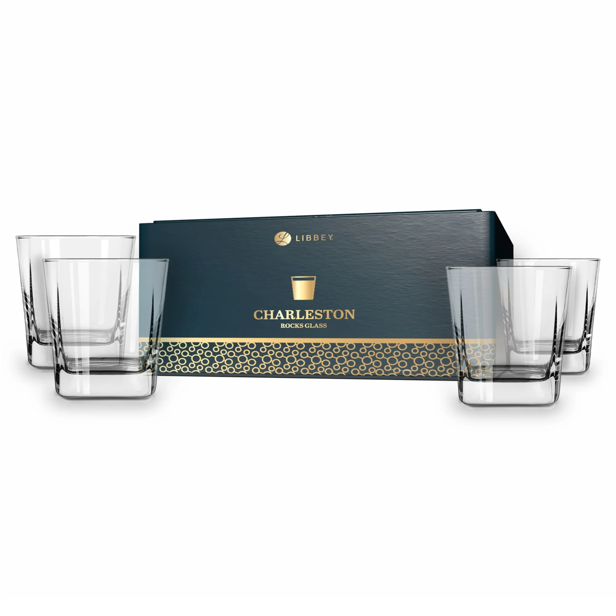 Libbey Charleston 双老式岩石杯，12 盎司，4 只装